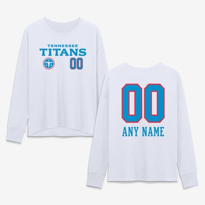 Tennessee Titans Women's Touchdown Wordmark Personalized Name & Number Long Sleeve T-Shirt - White
