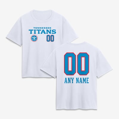 Tennessee Titans Women's Touchdown Wordmark Personalized Name & Number T-Shirt - White