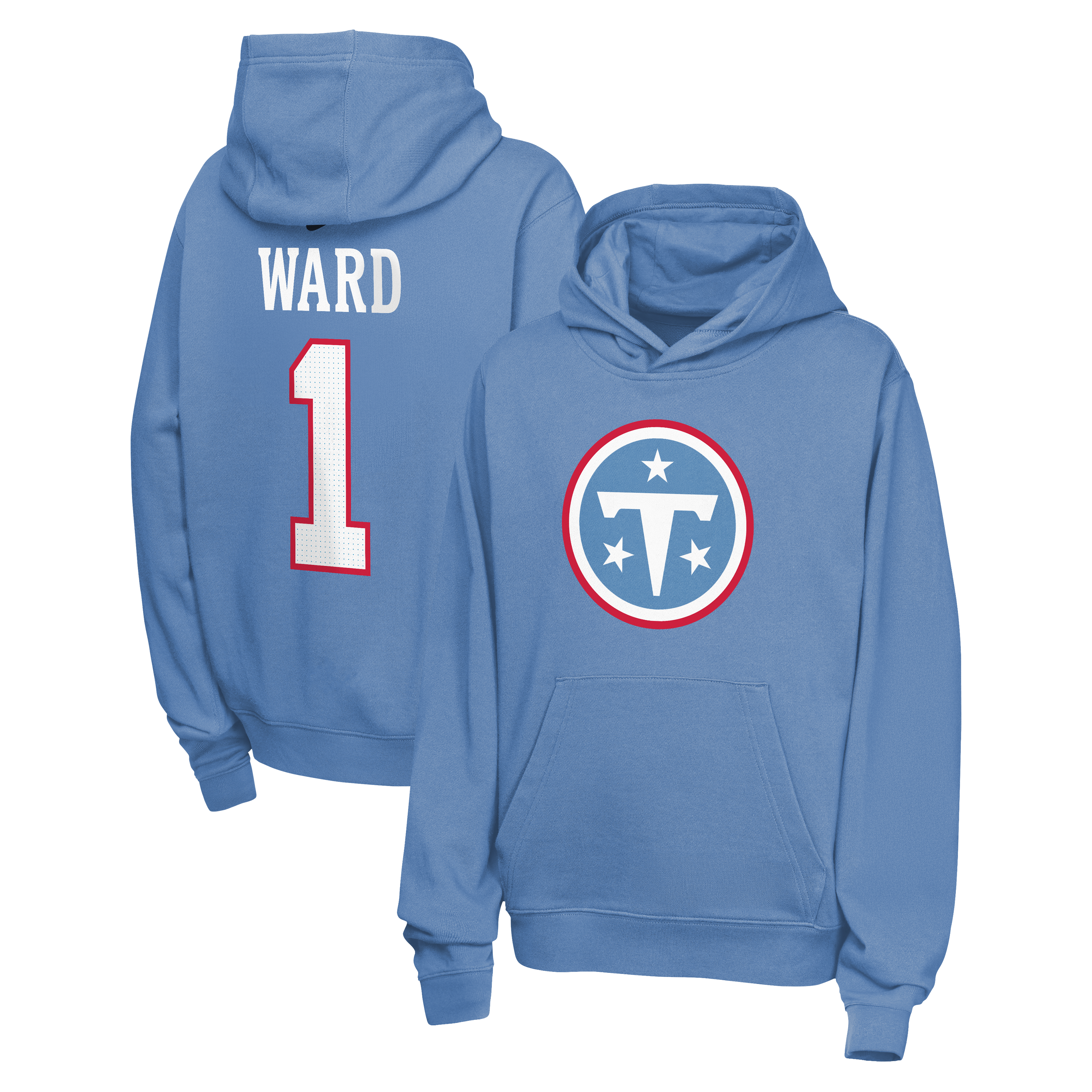 Youth Nike Cameron Ward Light Blue Tennessee Titans Name & Number Club Fleece Hoodie