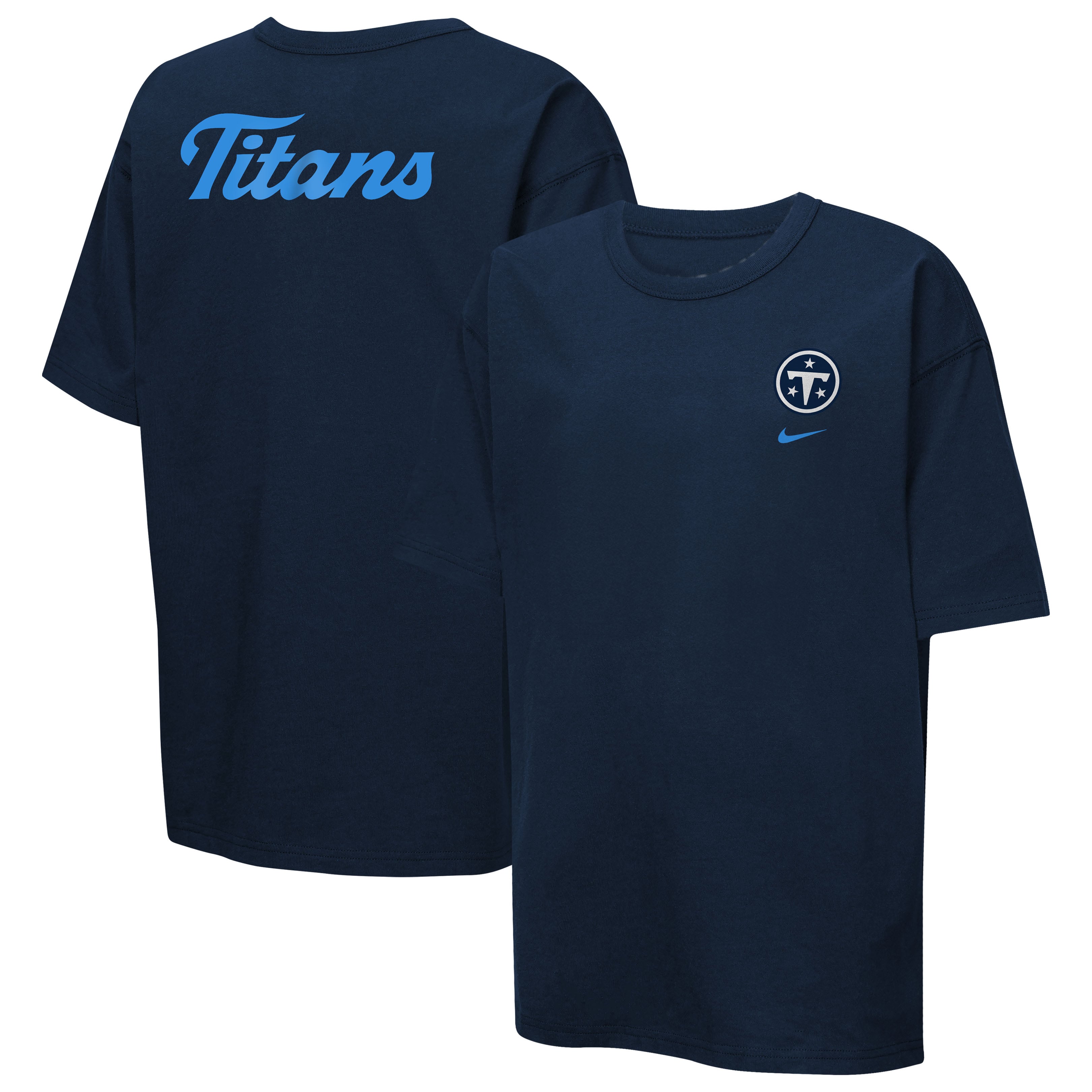 Youth Nike  Navy Tennessee Titans 2026 Rivalries Collection Helmet Max90 T-Shirt