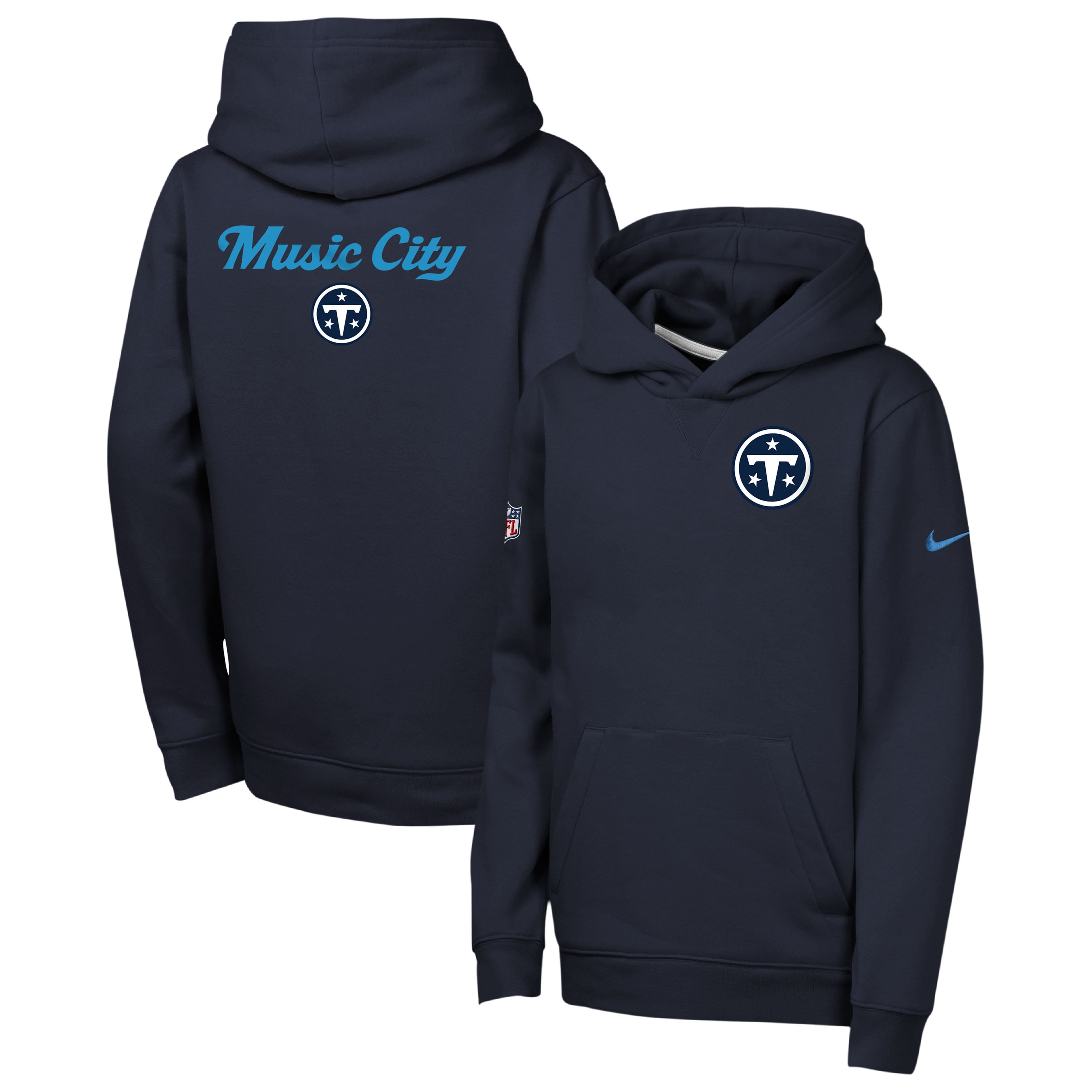 Youth Nike  Navy Tennessee Titans 2026 Rivalries Collection Sideline Club Fleece Pullover Hoodie