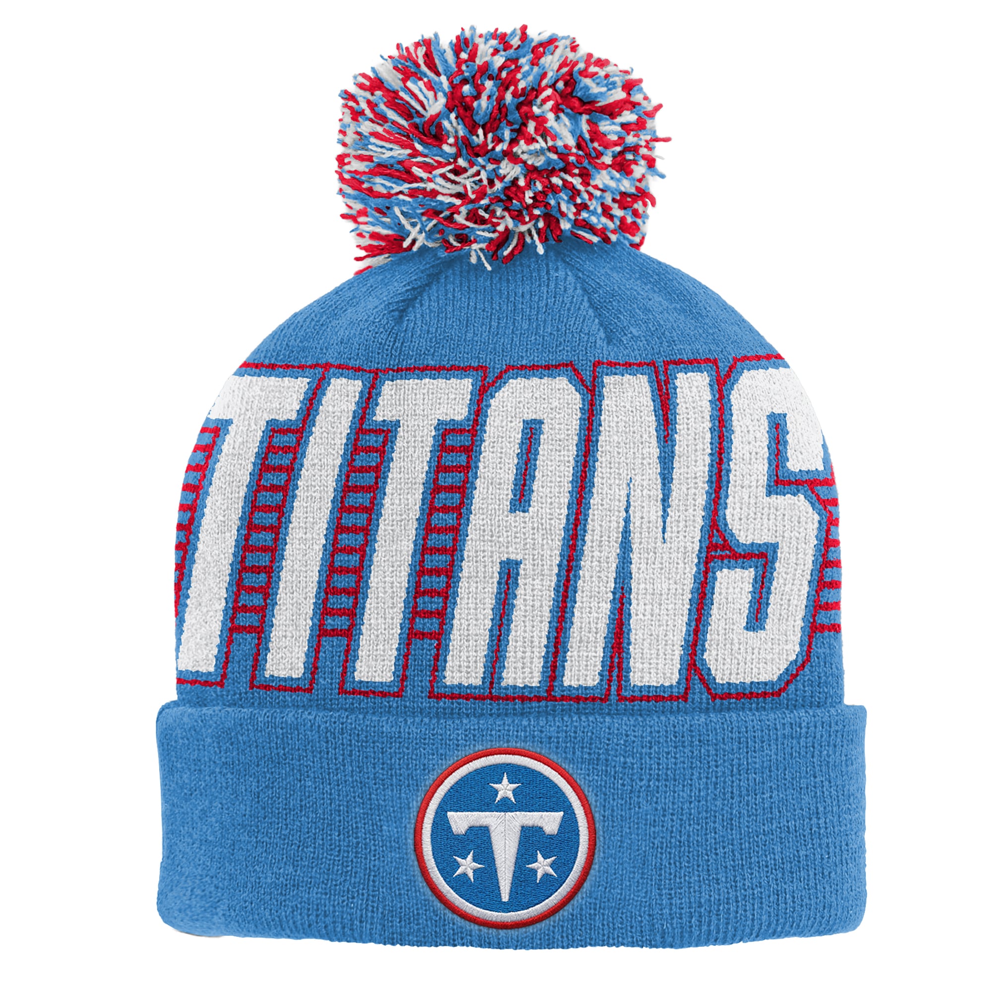 Youth Outerstuff Light Blue Tennessee Titans Cuffed Knit Hat with Pom