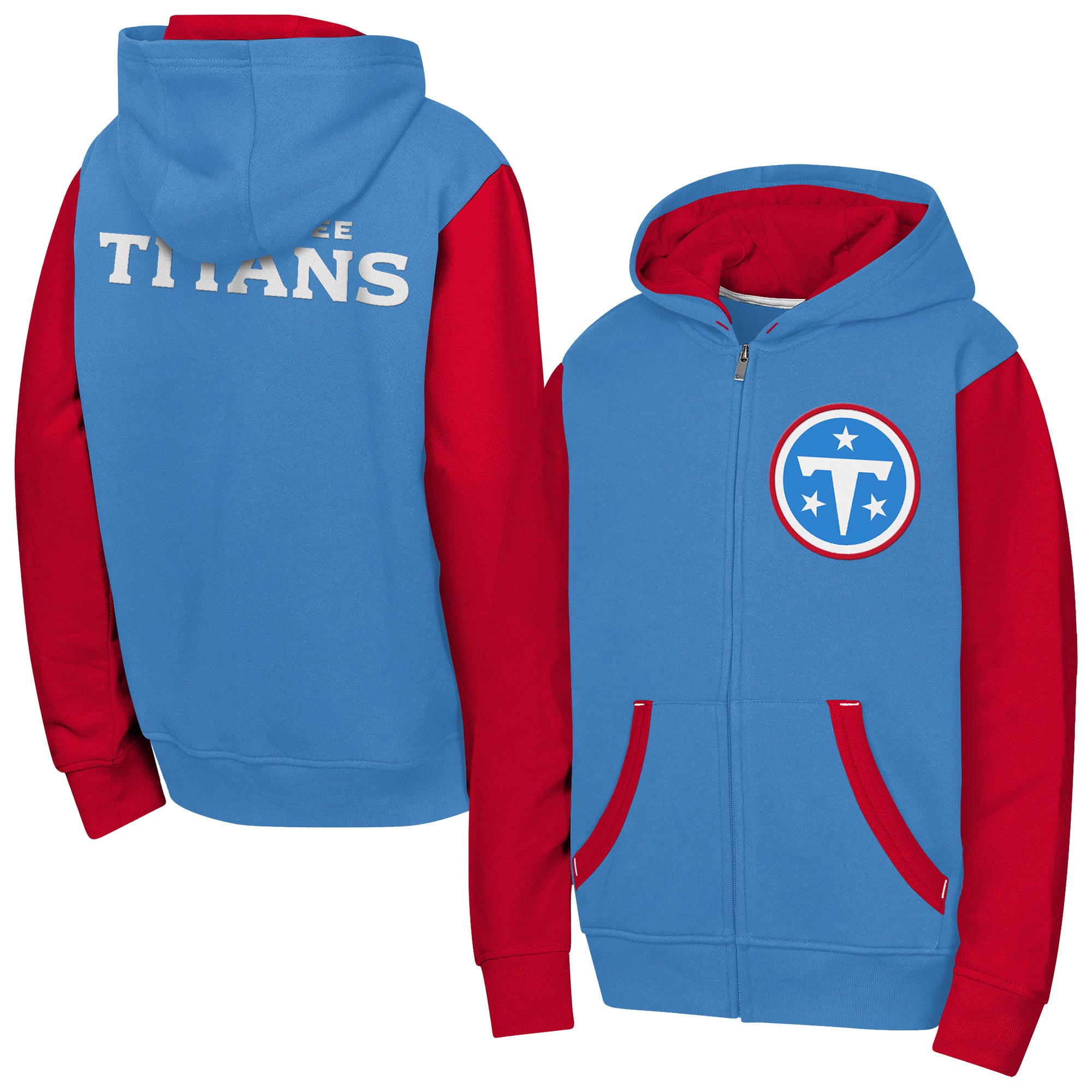Sweat à capuche zippé Youth Outerstuff bleu clair Tennessee Titans Stadium Colorblock