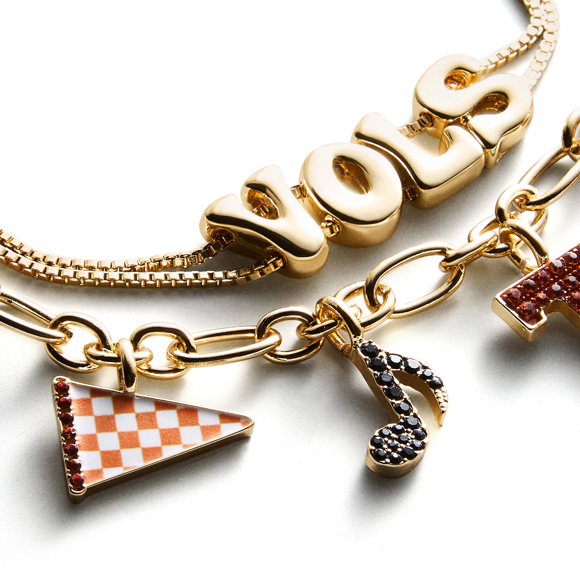 Ensemble de deux bracelets délicats à breloques et slogan BaubleBar Tennessee Volunteers