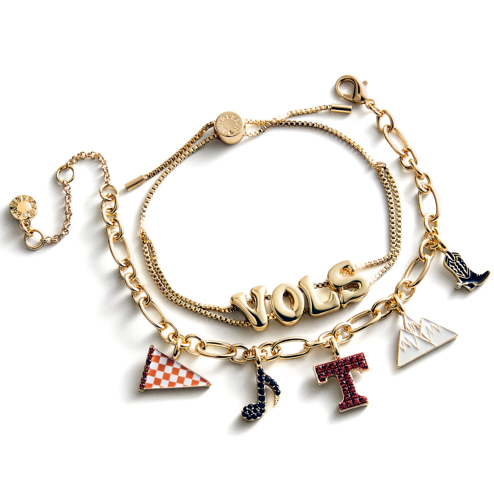 Ensemble de deux bracelets délicats à breloques et slogan BaubleBar Tennessee Volunteers