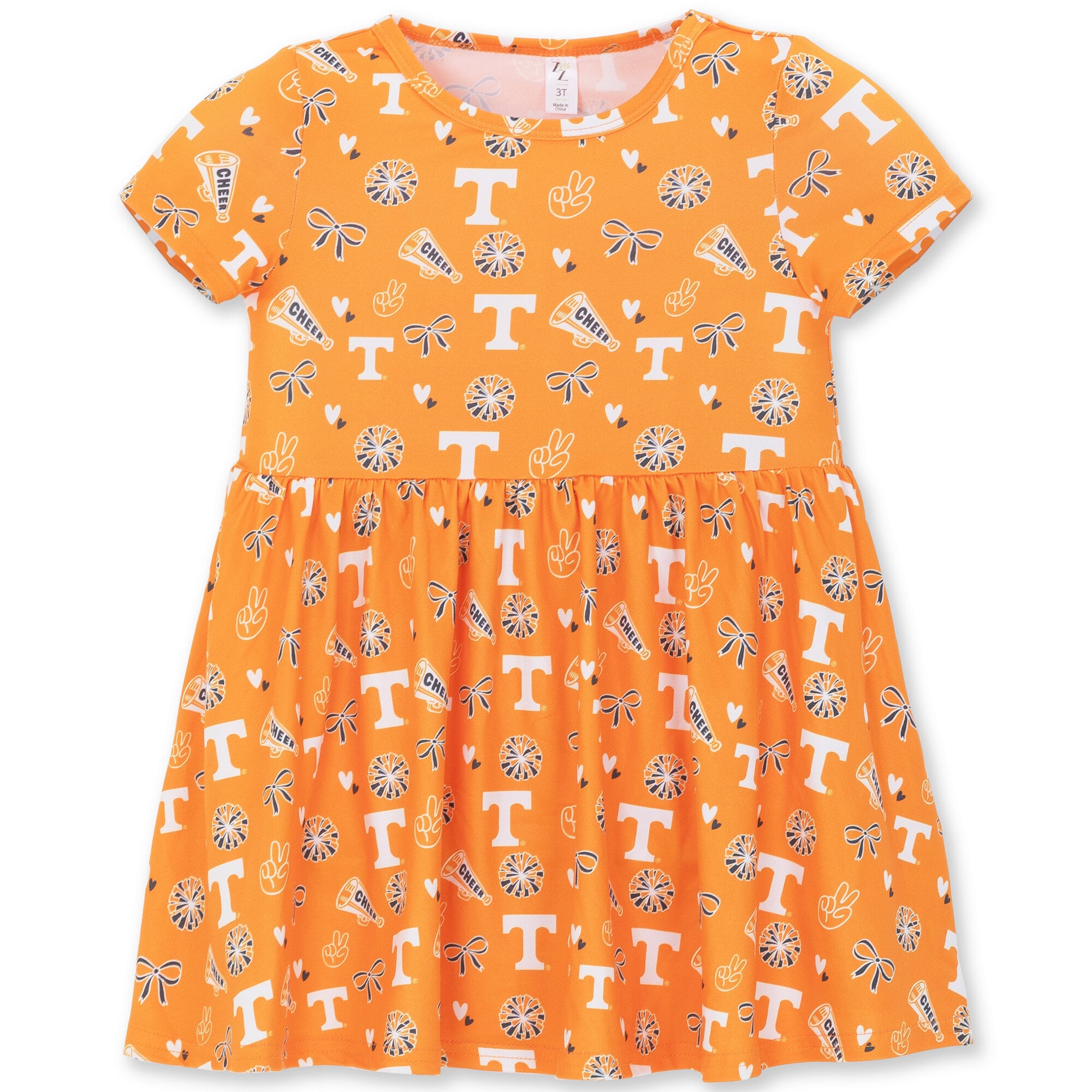 Robe à manches courtes imprimée intégralement orange Tennessee Volunteers pour petites filles ZooZatz