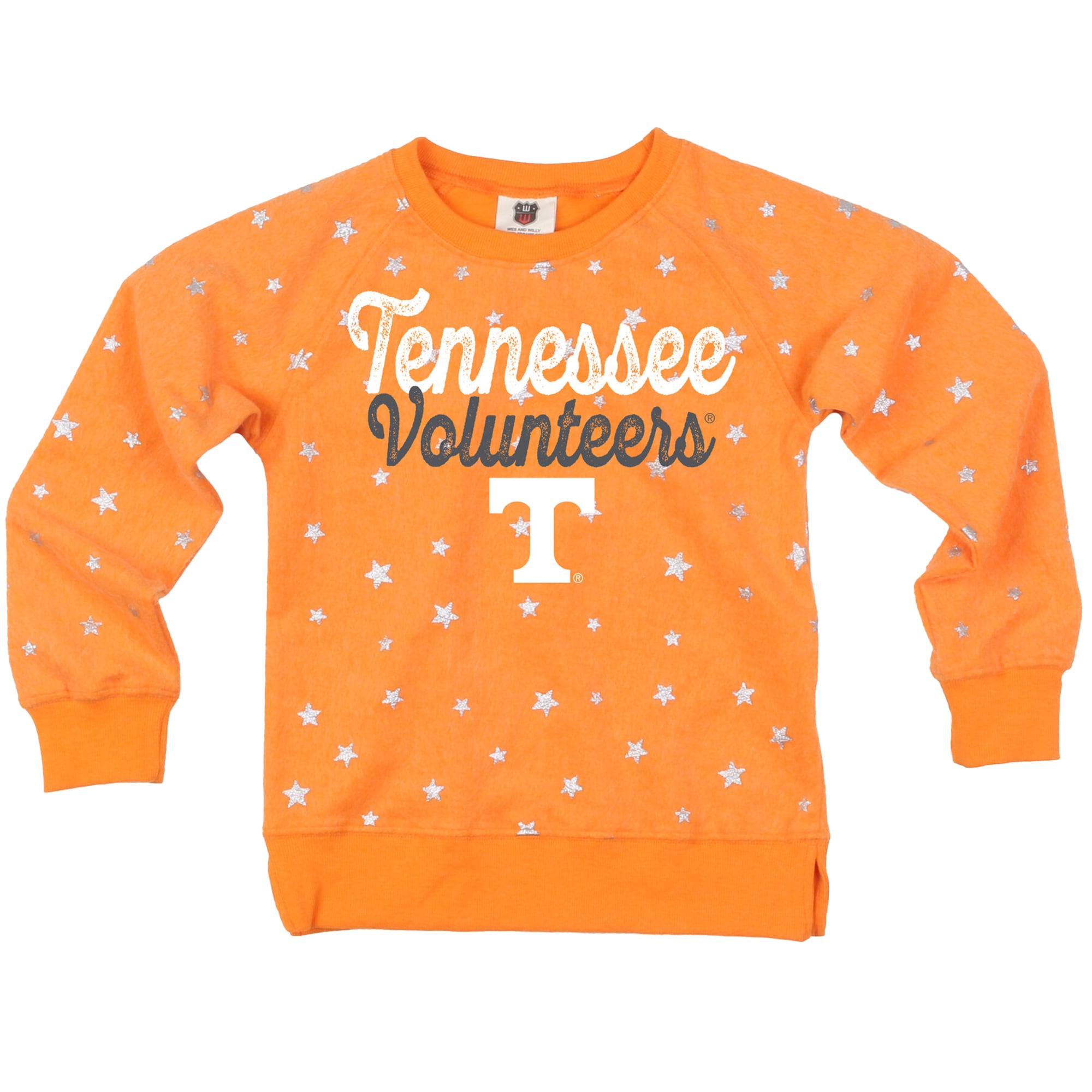 Girls Youth Wes & Willy Tennessee Orange Volunteers Shimmer Star Reverse Fleece Sweatshirt