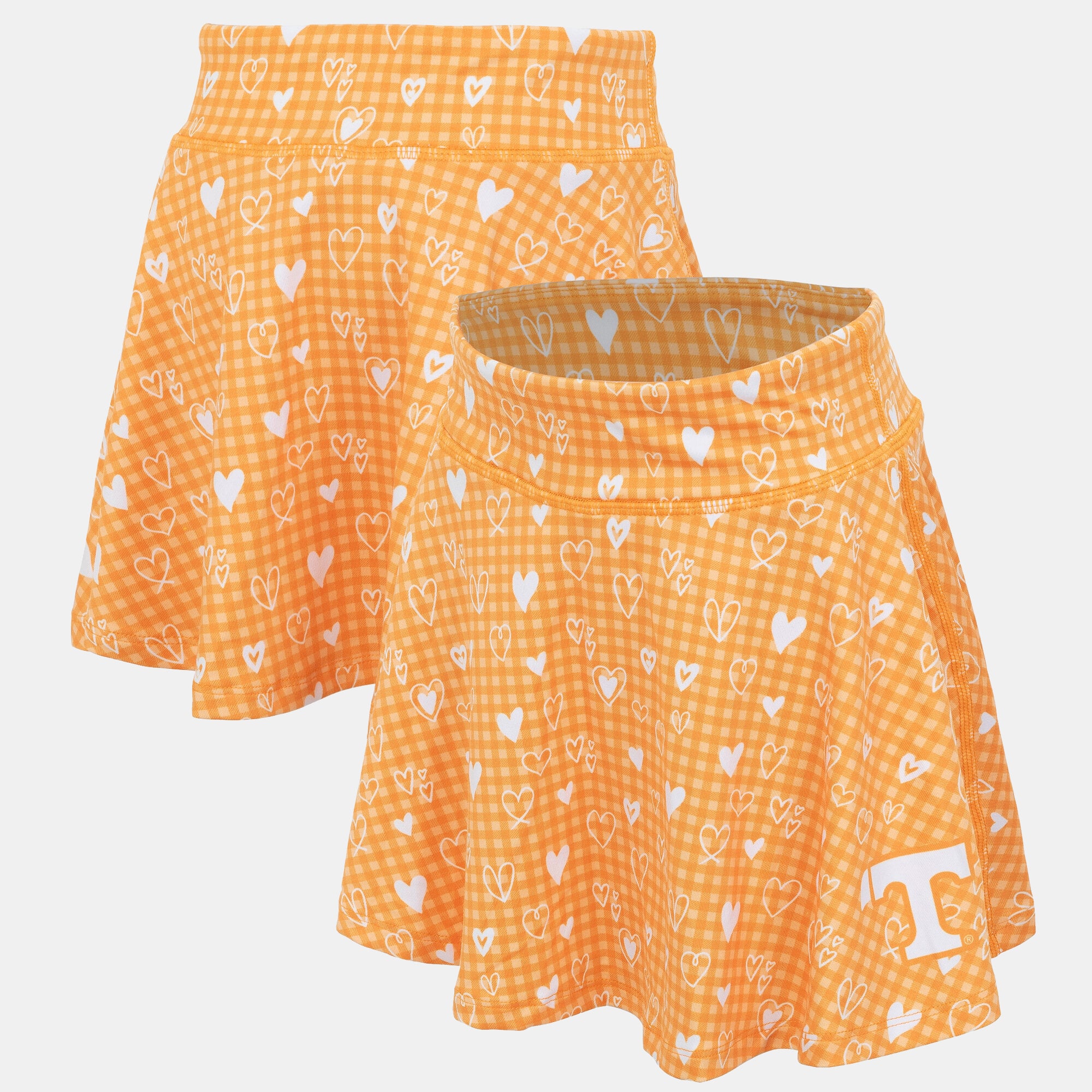 Jeunes filles ZooZatz Tennessee Orange Volunteers Jupe-short fluide en forme de cœur