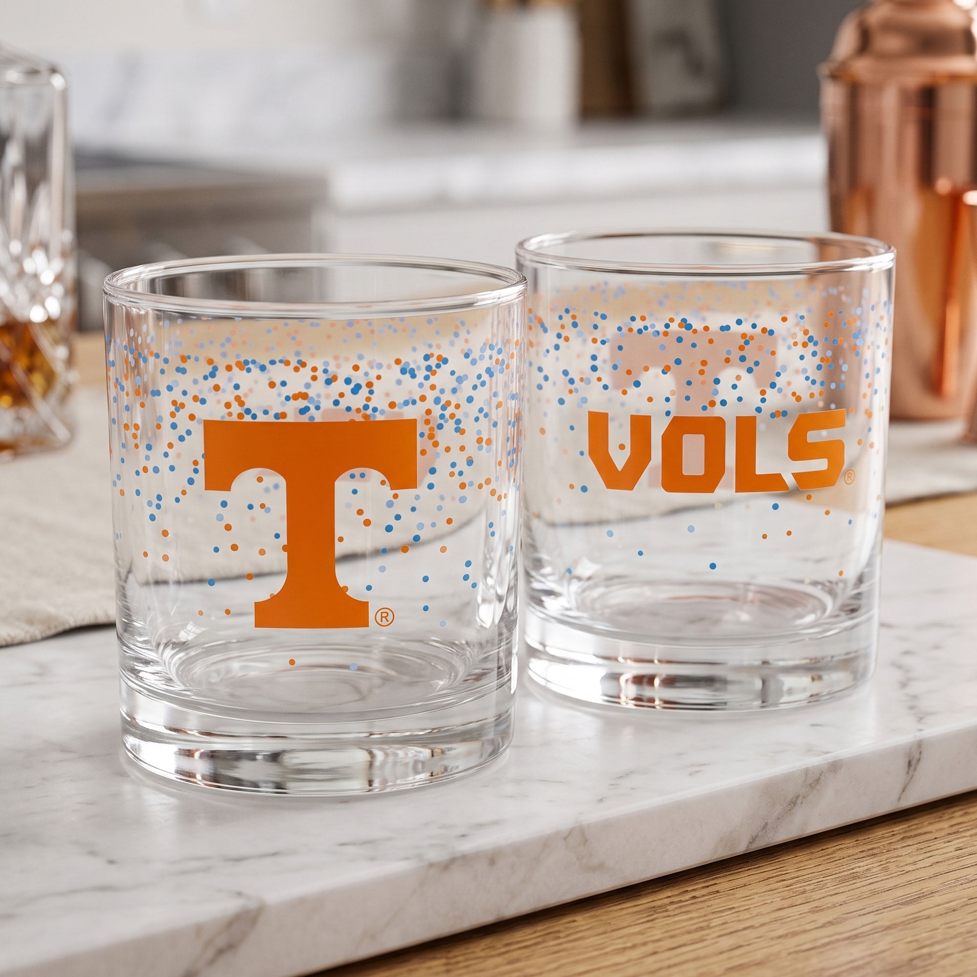 Ensemble de 2 verres à whisky Confetti Volunteers d'Indigo Falls, Tennessee