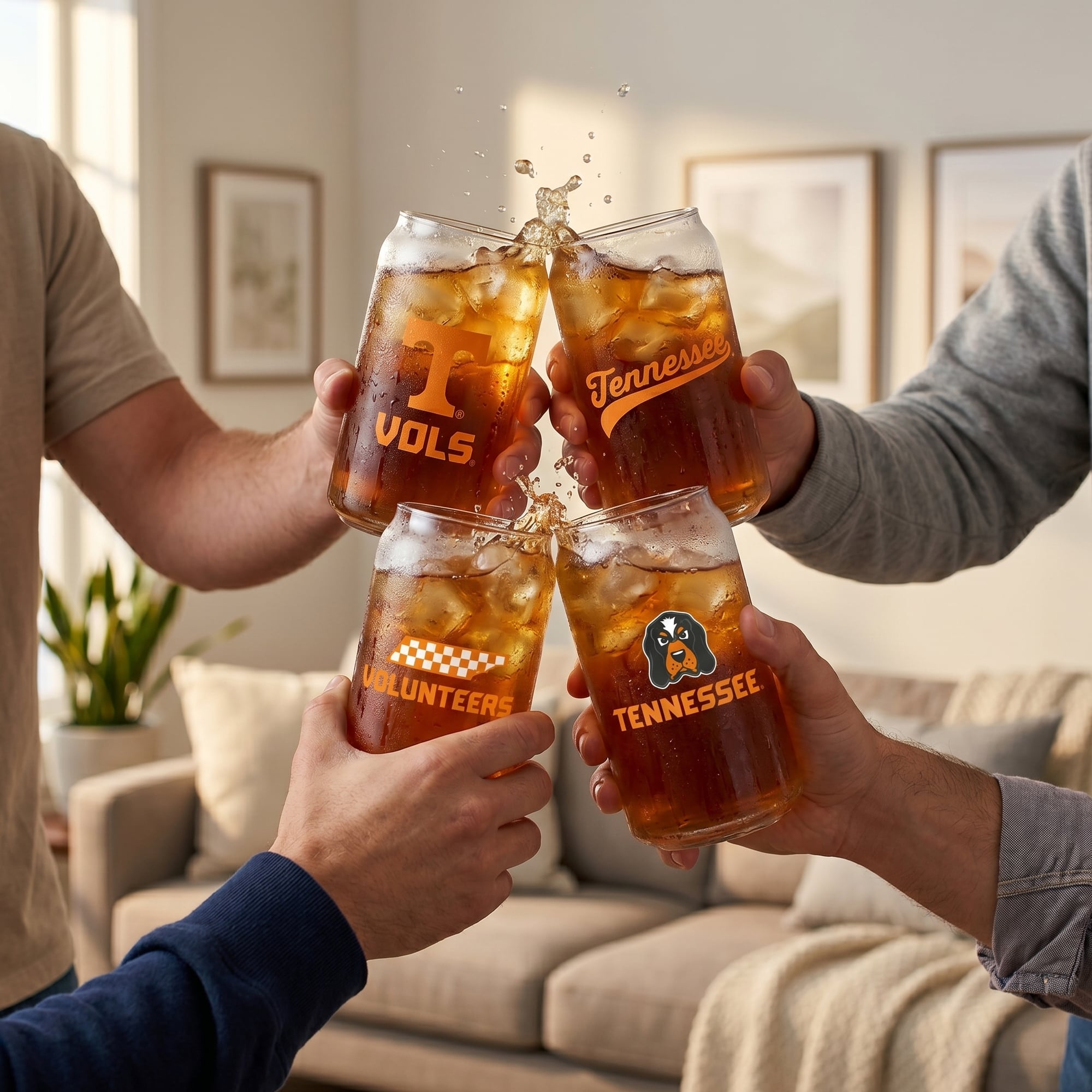 Indigo Falls  Tennessee Volunteers Core Collectors Glass Can 4-Pack Set