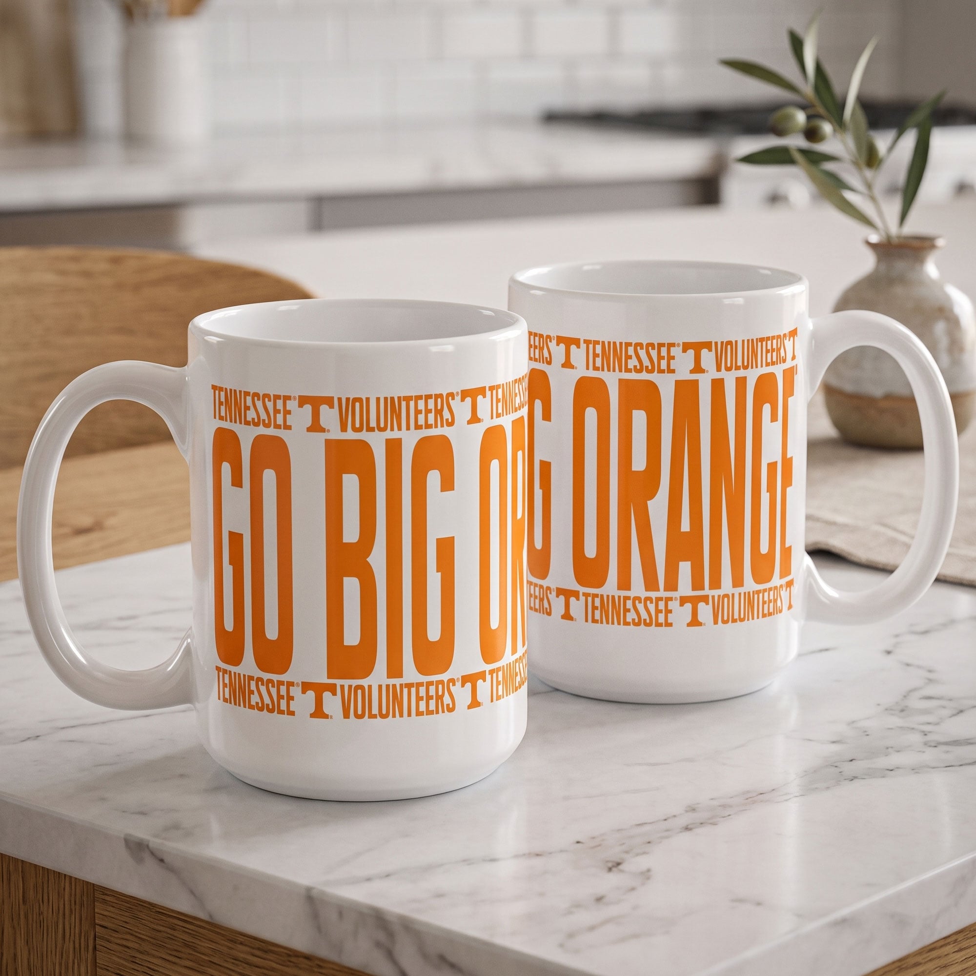 Mug surélevé des Volunteers d'Indigo Falls (Tennessee) - Lot de 2
