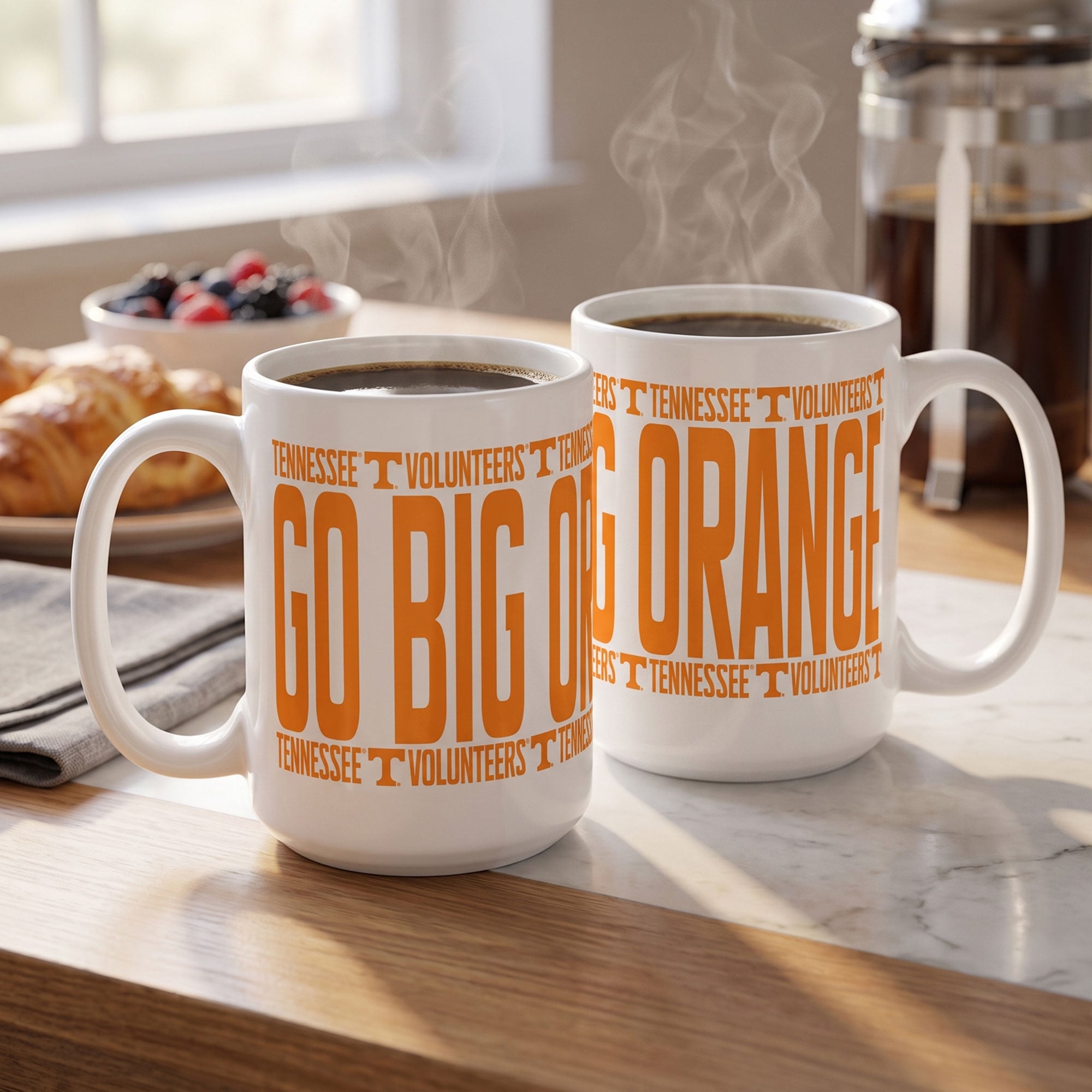 Mug surélevé des Volunteers d'Indigo Falls (Tennessee) - Lot de 2