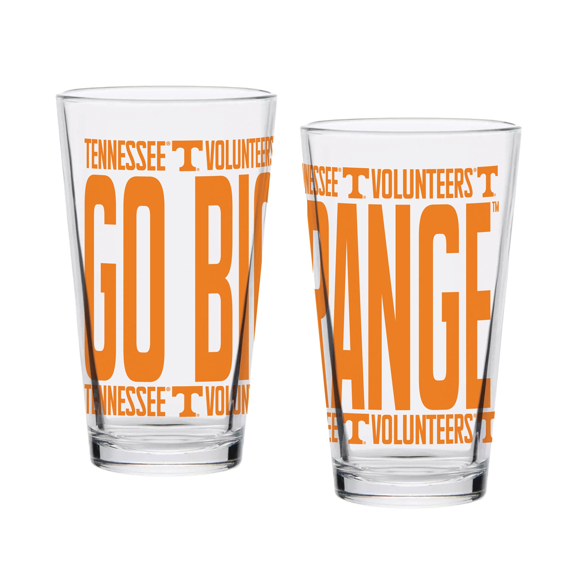 Ensemble de 2 verres à bière surélevés des Volunteers d'Indigo Falls, Tennessee