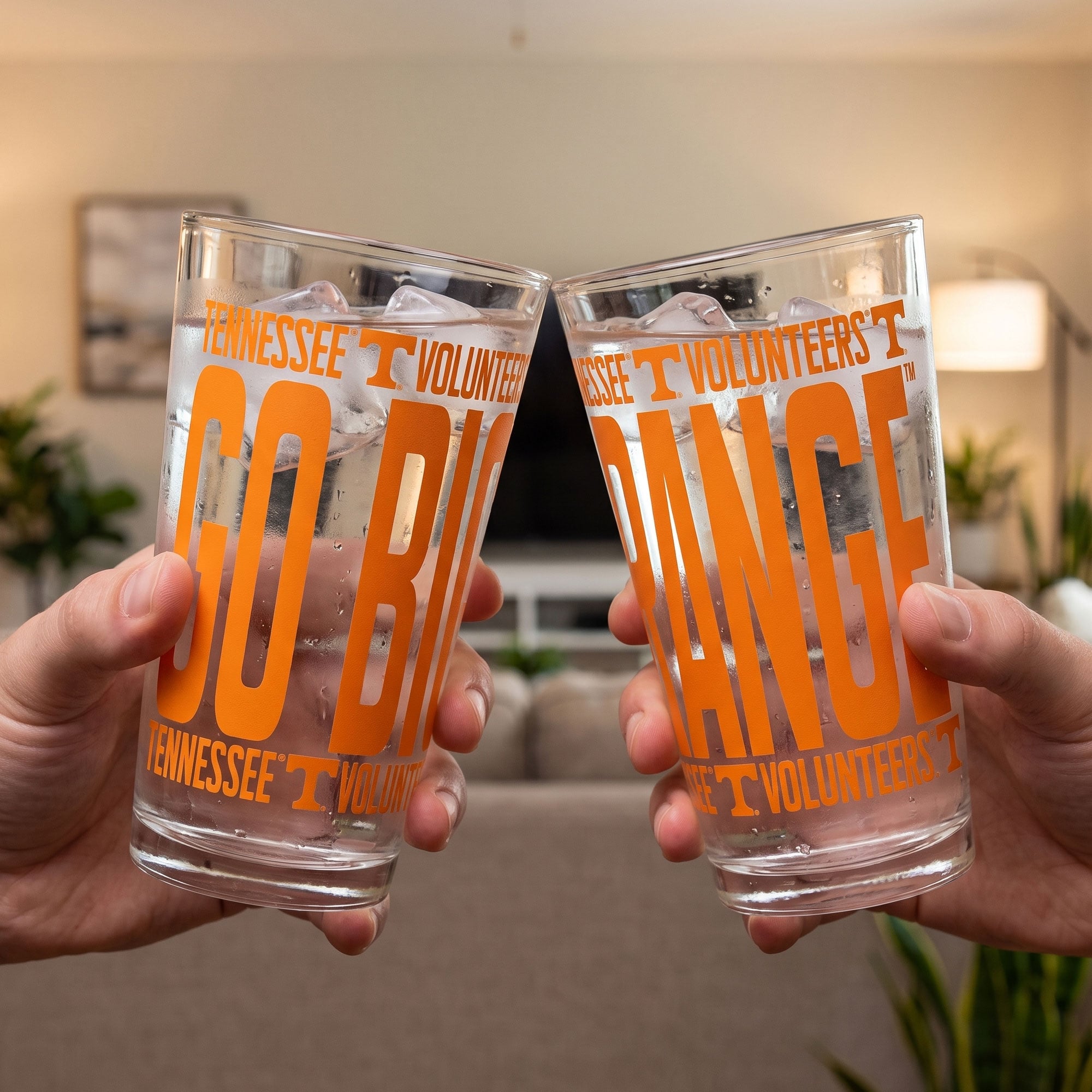 Ensemble de 2 verres à bière surélevés des Volunteers d'Indigo Falls, Tennessee