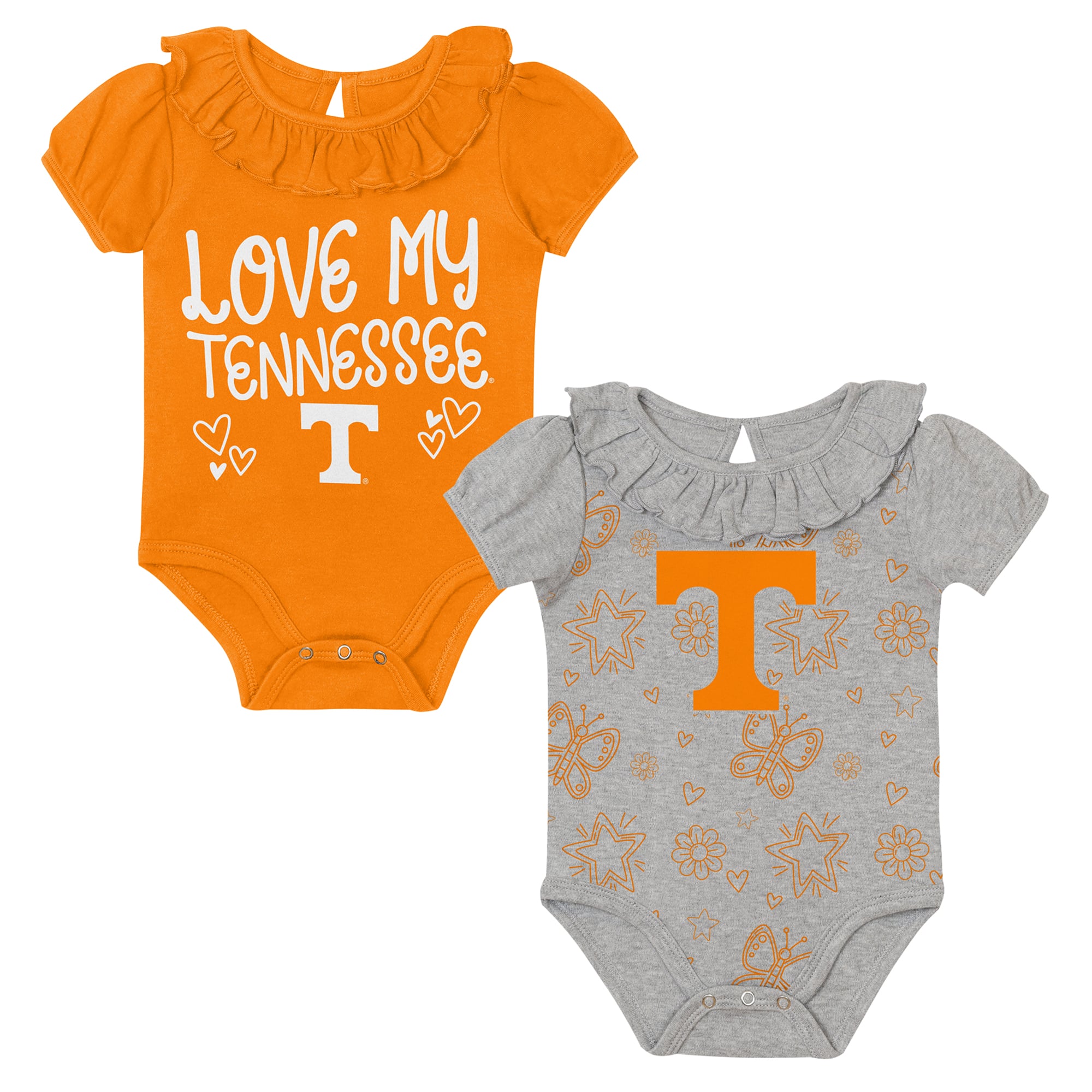 Infant Outerstuff Tennessee Orange/Gray Volunteers Two-Pack Playtime Ruffle Bodysuit Set
