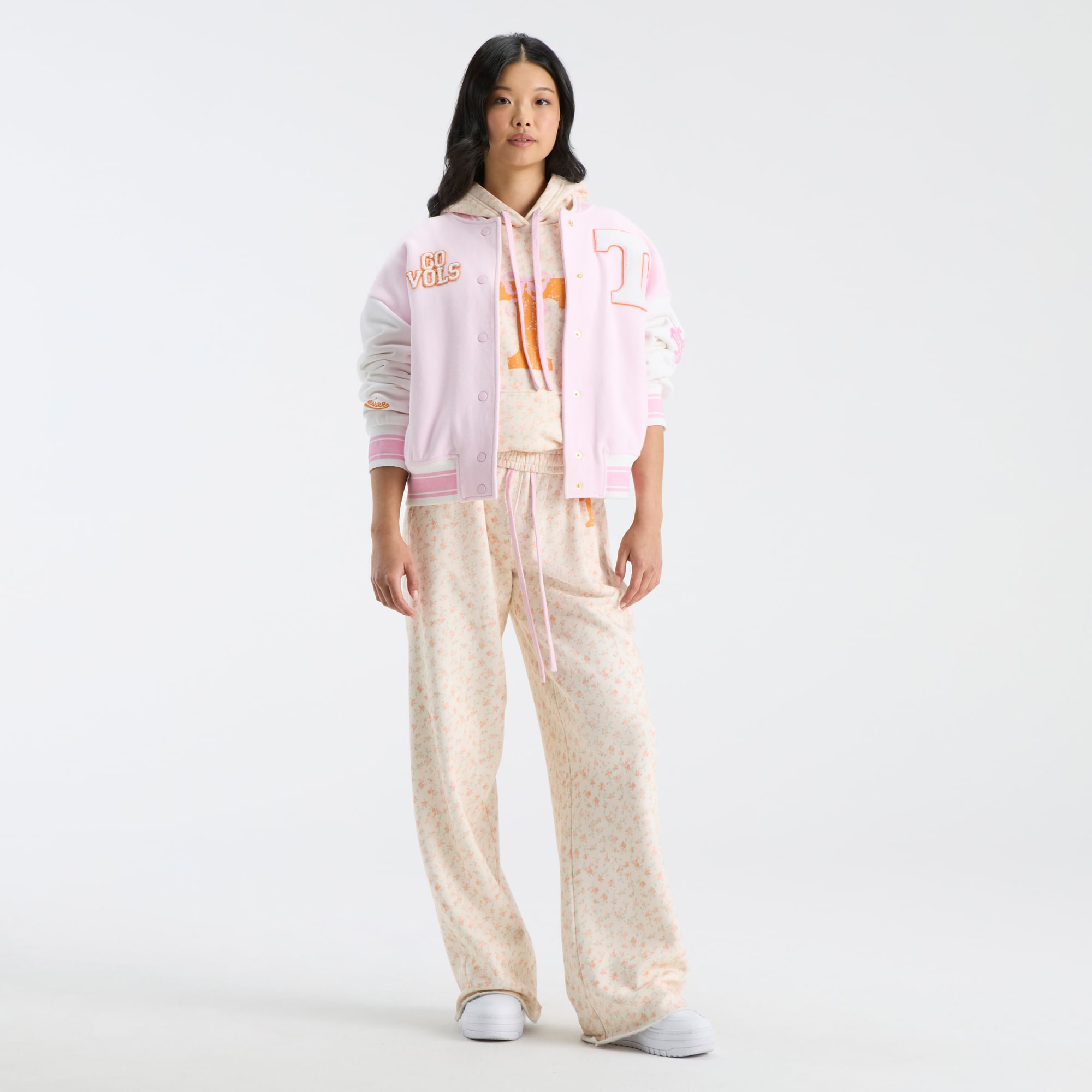 LoveShackFancy Women's Pink Tennessee Volunteers Collegiate Varsity Full-Snap Jacket