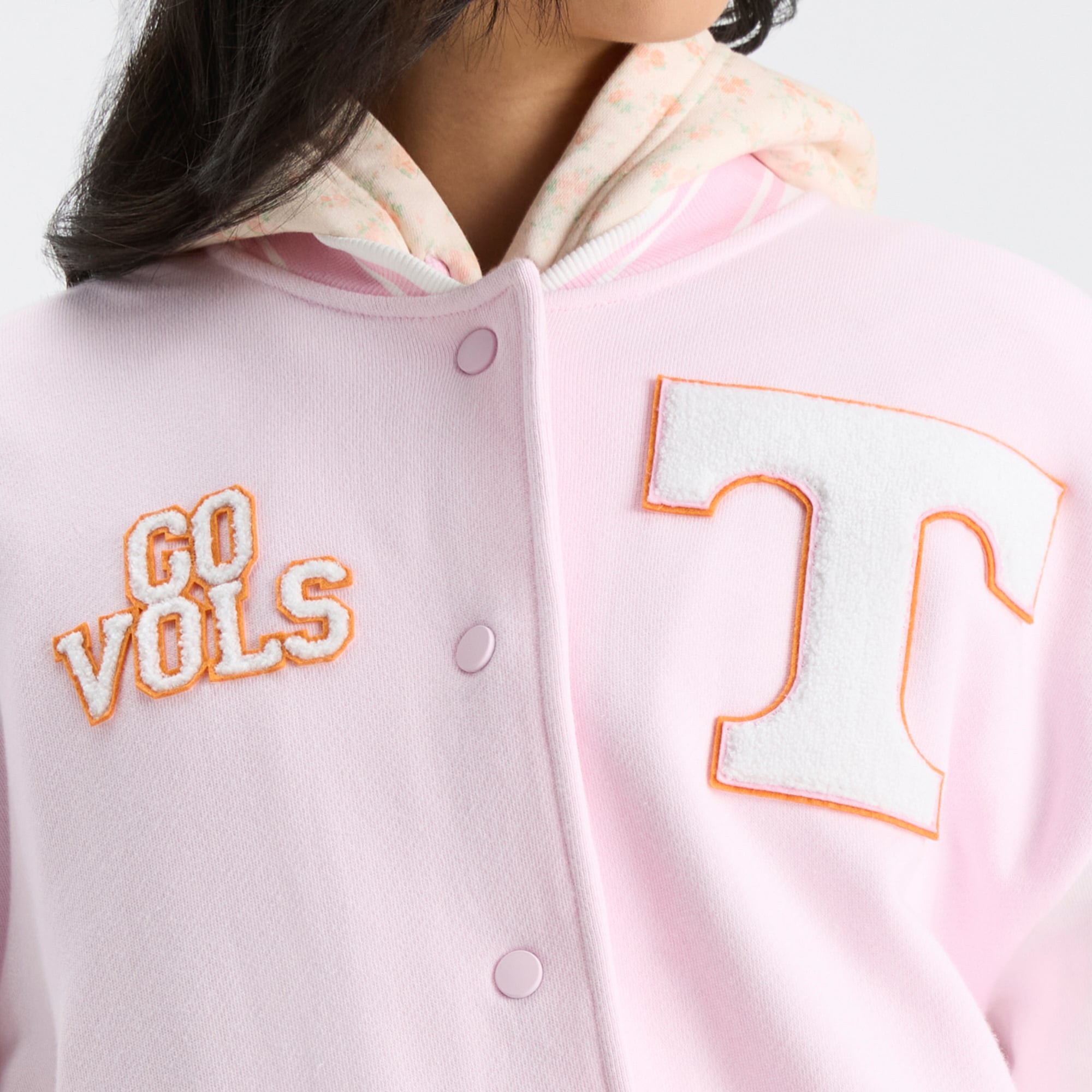 LoveShackFancy Women's Pink Tennessee Volunteers Collegiate Varsity Full-Snap Jacket