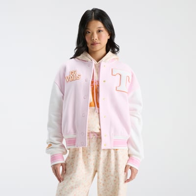 LoveShackFancy Tennessee Volunteers Women's Collegiate Varsity Full-Snap Jacket - Pink
