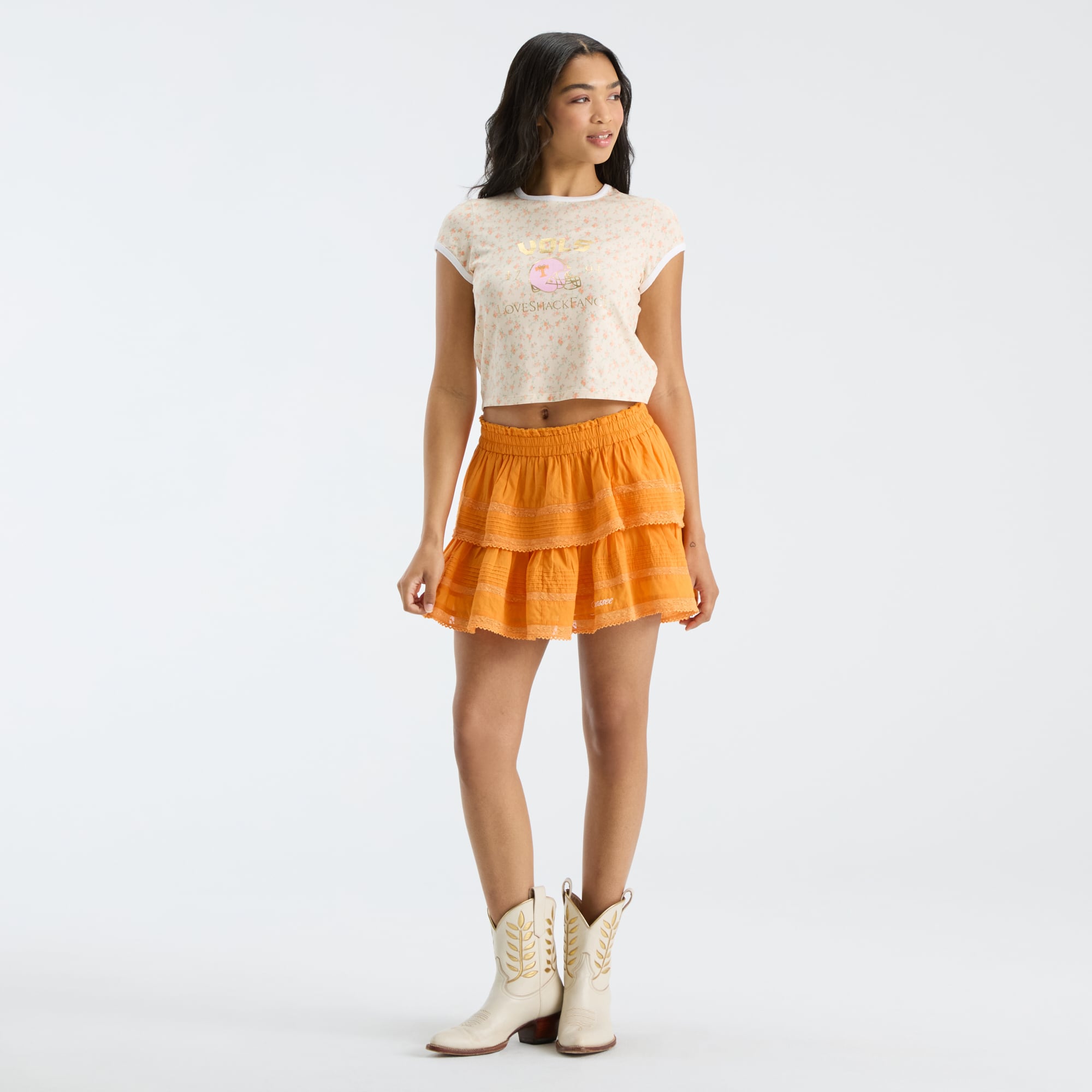 LoveShackFancy Women's Tennessee Orange Volunteers MaryKate Ringer T-Shirt