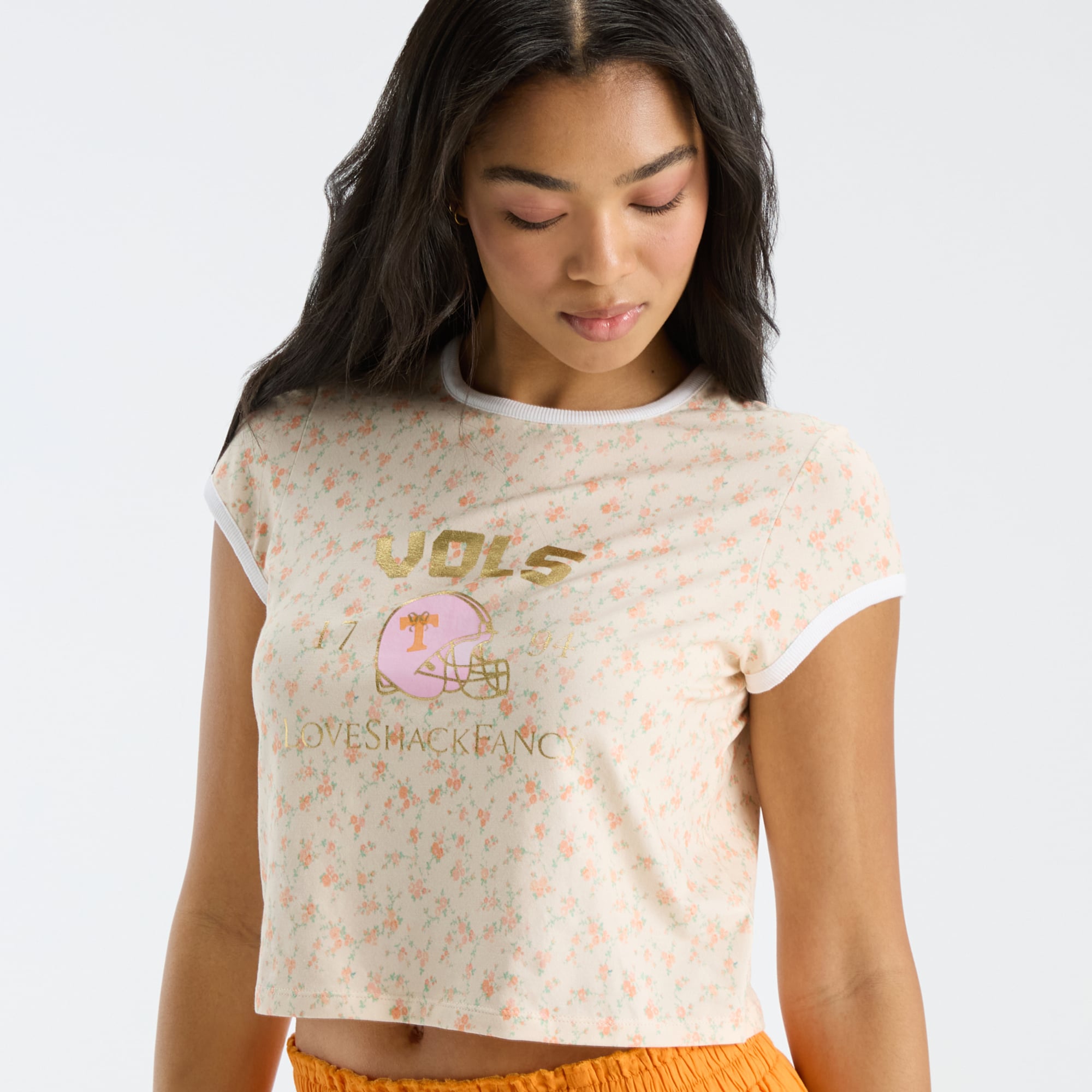 LoveShackFancy Women's Tennessee Orange Volunteers MaryKate Ringer T-Shirt