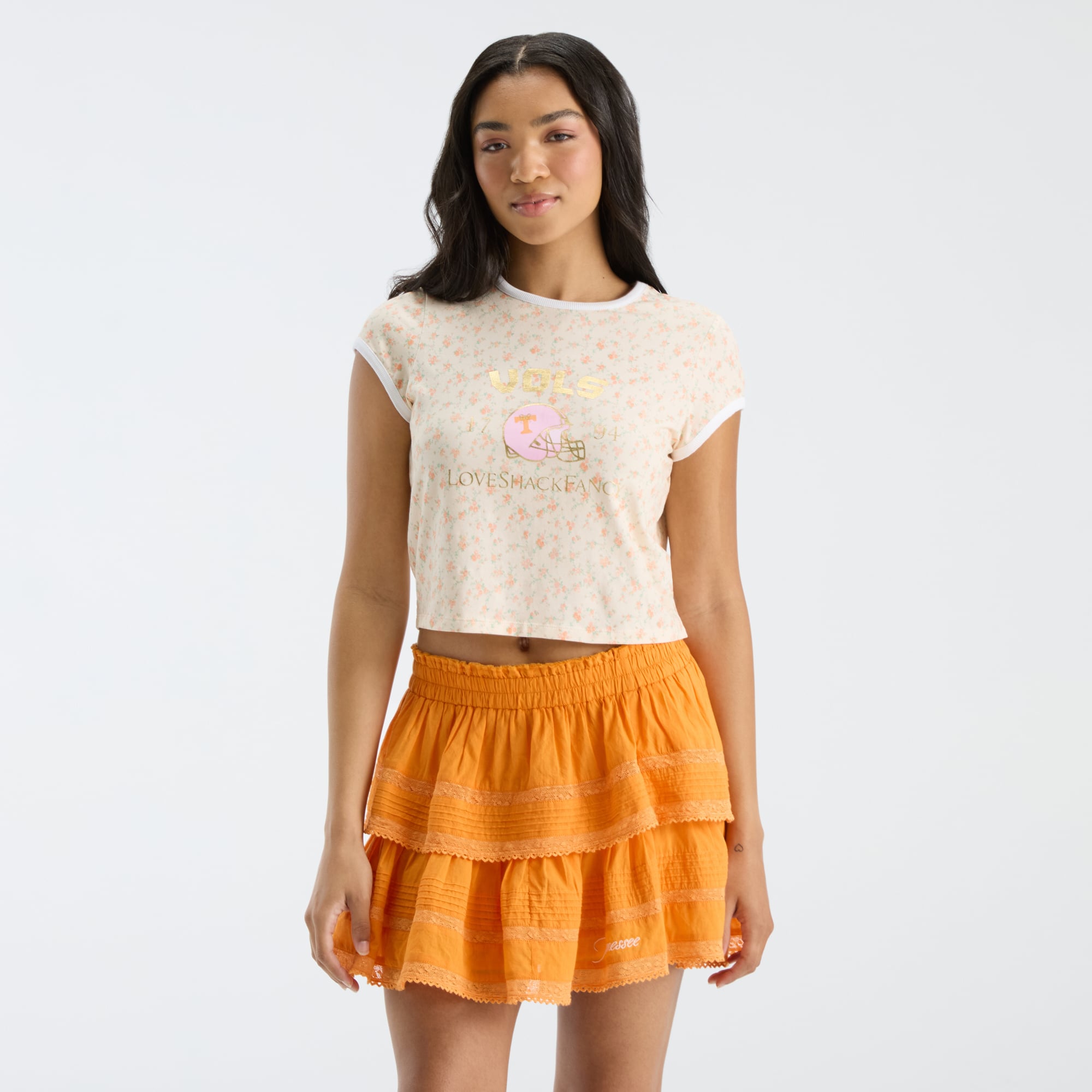LoveShackFancy Women's Tennessee Orange Volunteers MaryKate Ringer T-Shirt