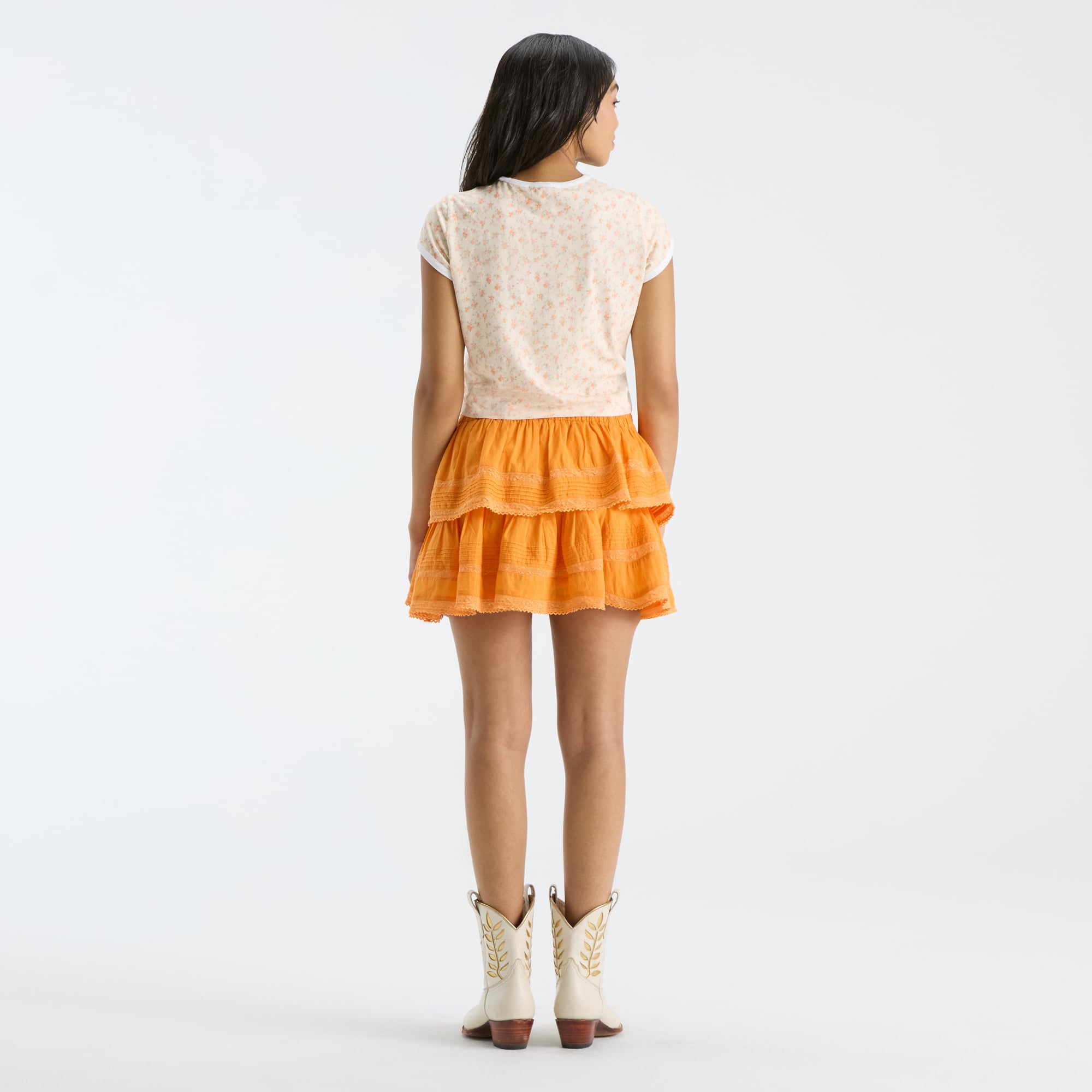 LoveShackFancy Women's Tennessee Orange Volunteers Ruffle Mini Skirt