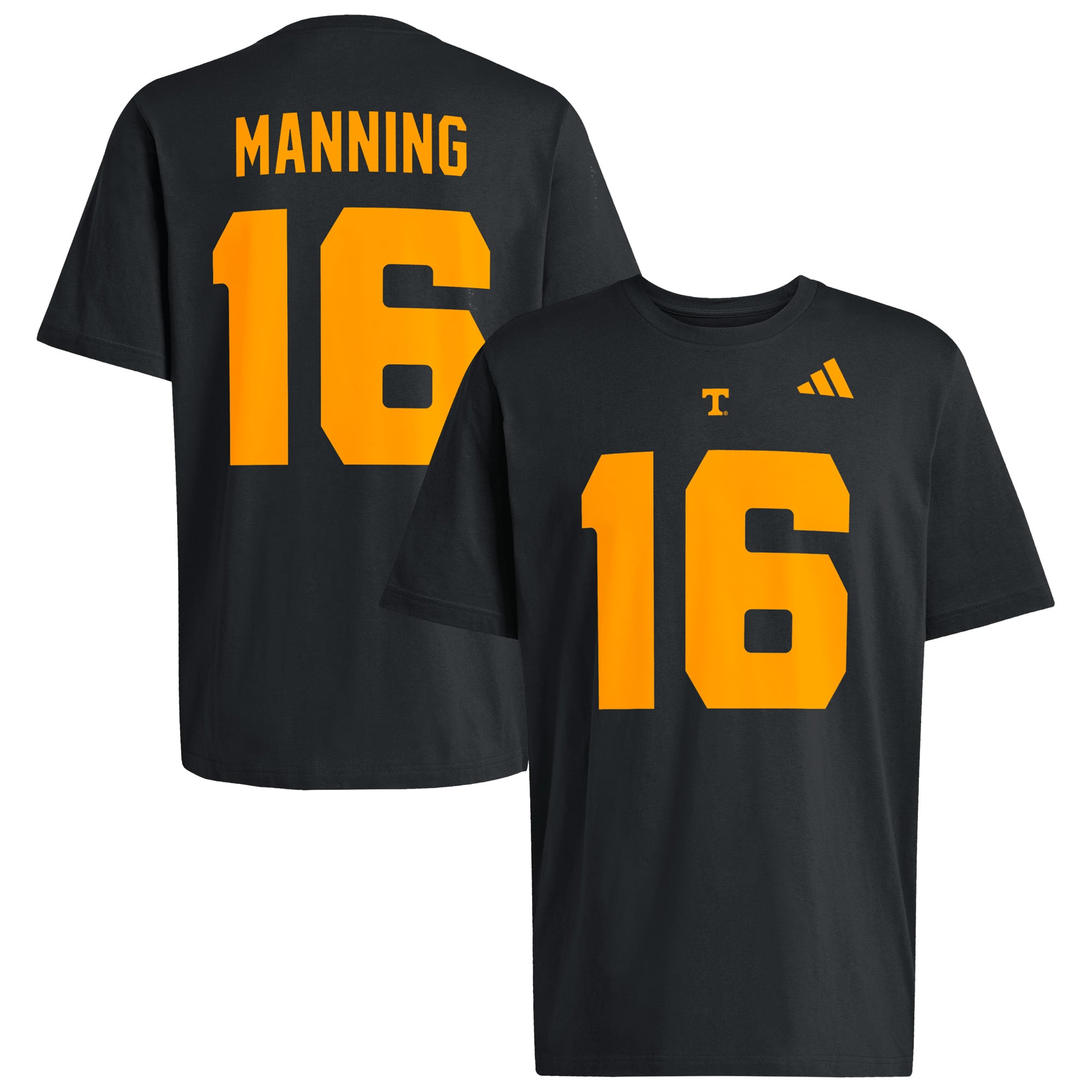 T-shirt adidas Peyton Manning noir Tennessee Volunteers pour homme, avec nom et numéro