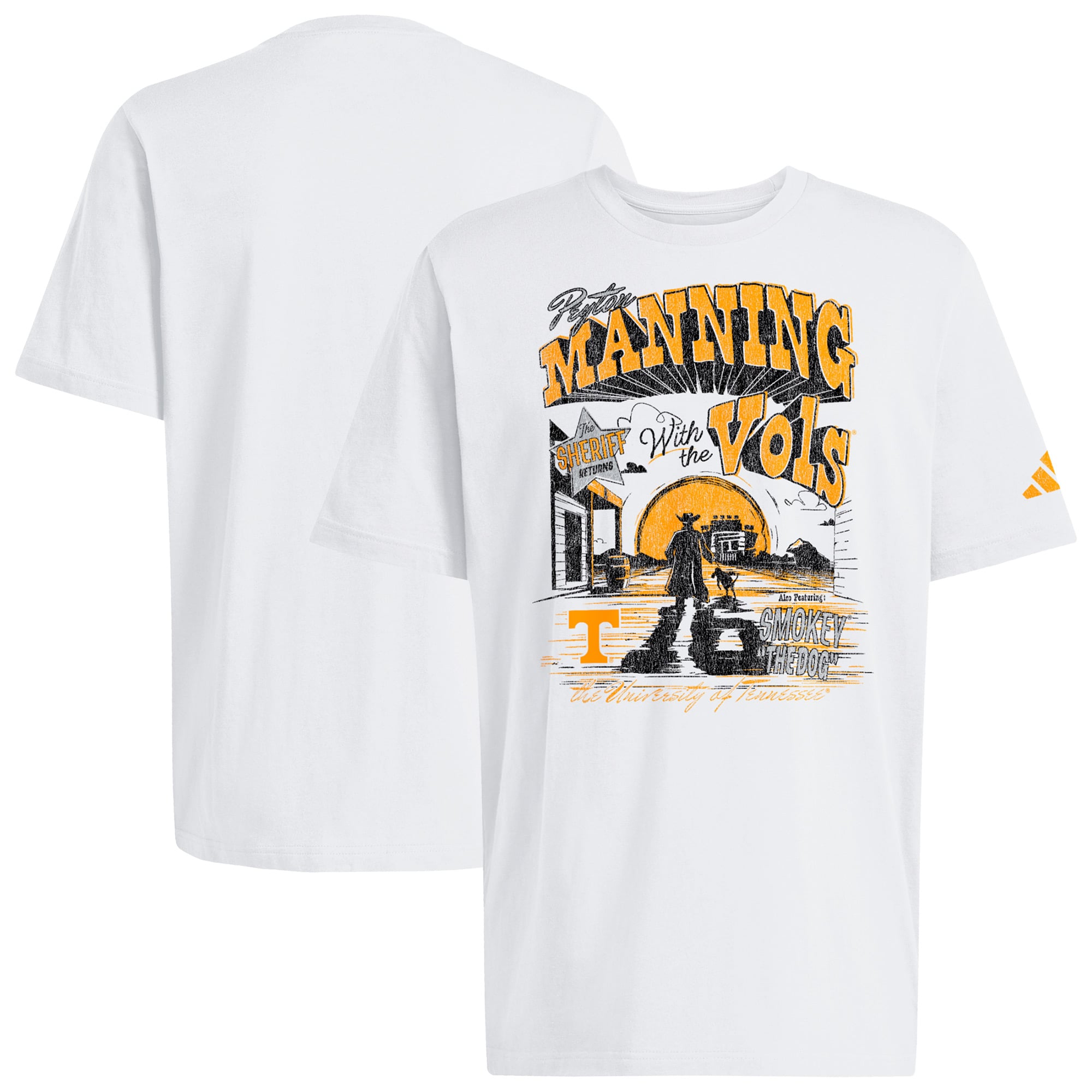 T-shirt adidas blanc Tennessee Volunteers Manning Lost College pour homme