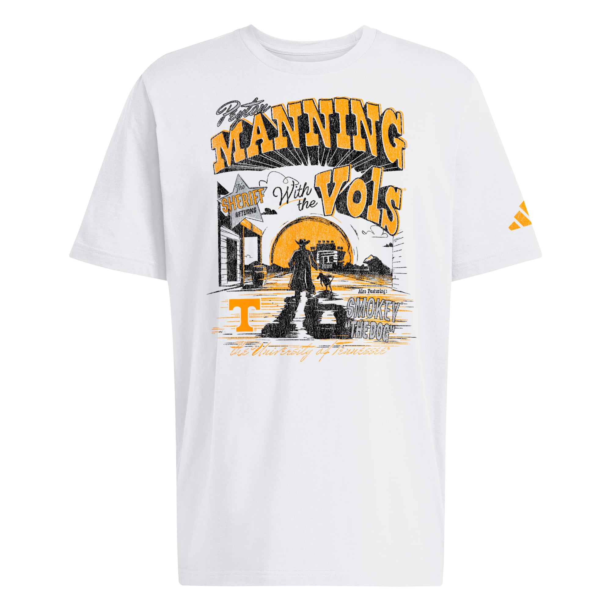 T-shirt adidas blanc Tennessee Volunteers Manning Lost College pour homme