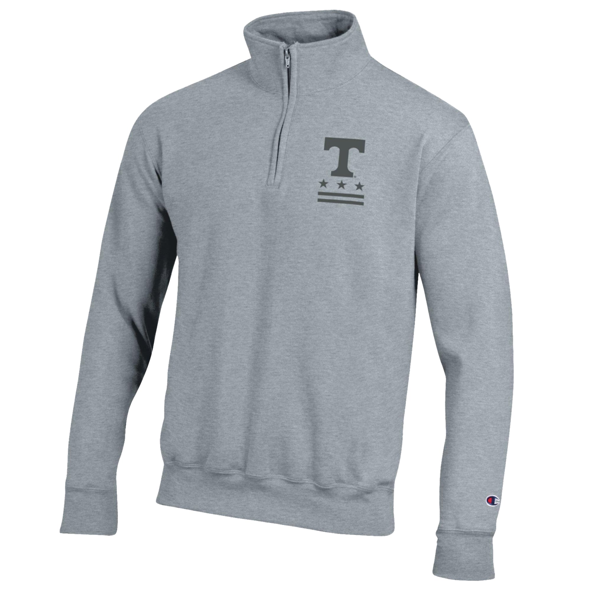 Pull-over à col zippé Champion Heather Gray Tennessee Volunteers Operation Hat Trick Flag en polaire Powerblend pour homme