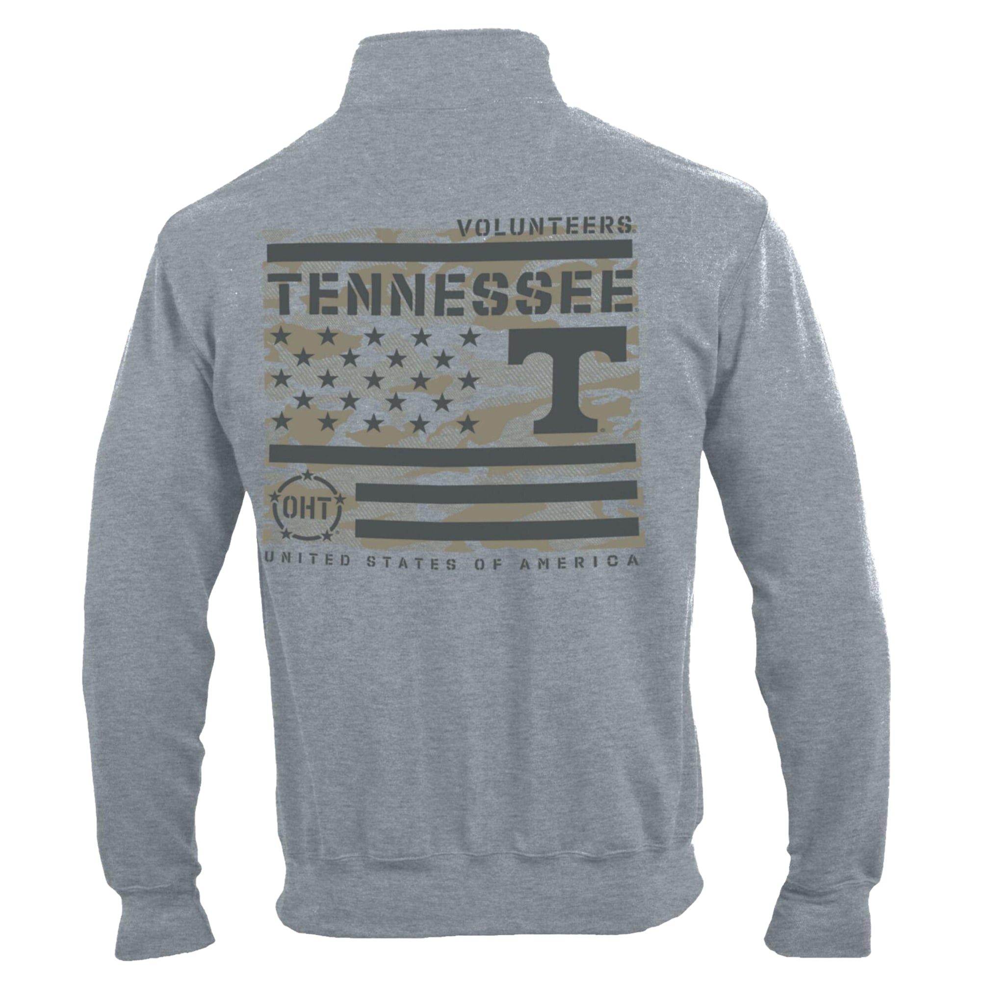 Pull-over à col zippé Champion Heather Gray Tennessee Volunteers Operation Hat Trick Flag en polaire Powerblend pour homme