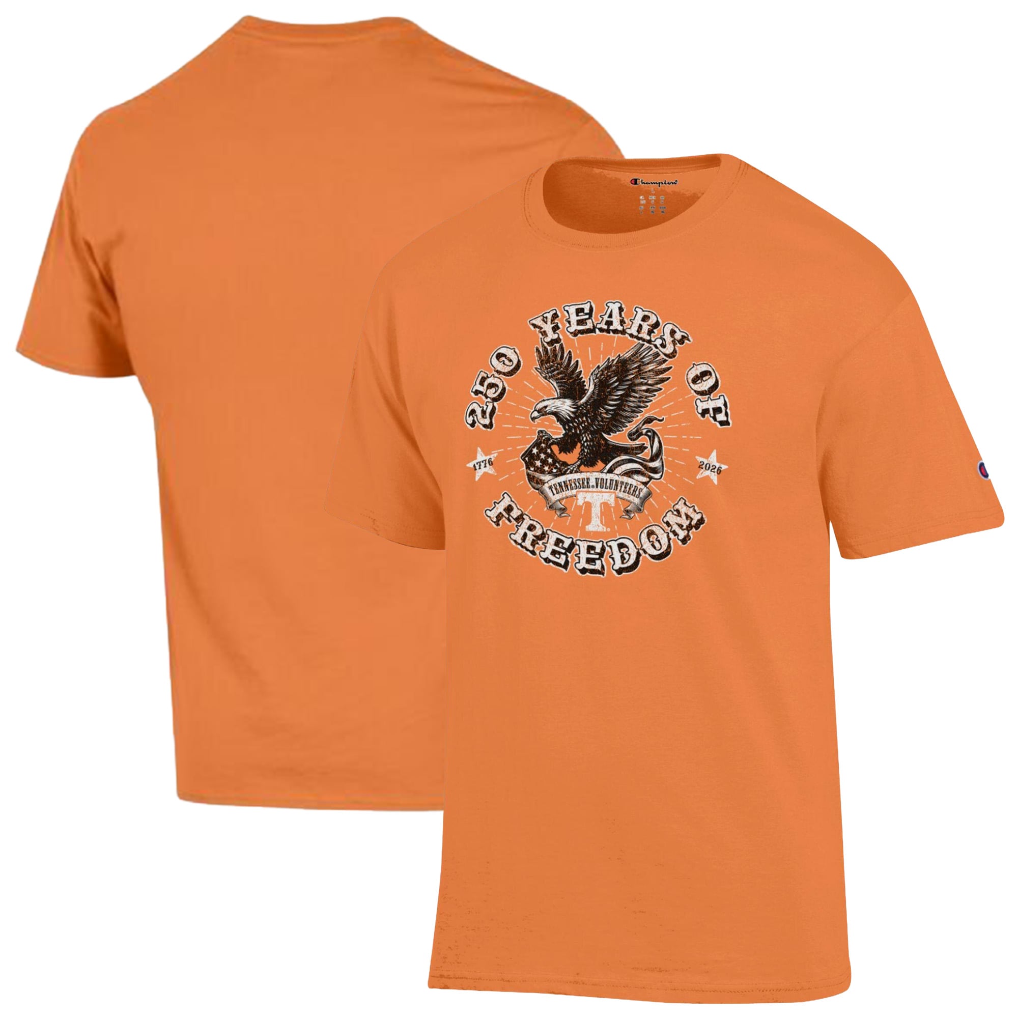 Men's Champion  Tennessee Orange Volunteers Americana 250 Years of Freedom Tonal T-Shirt