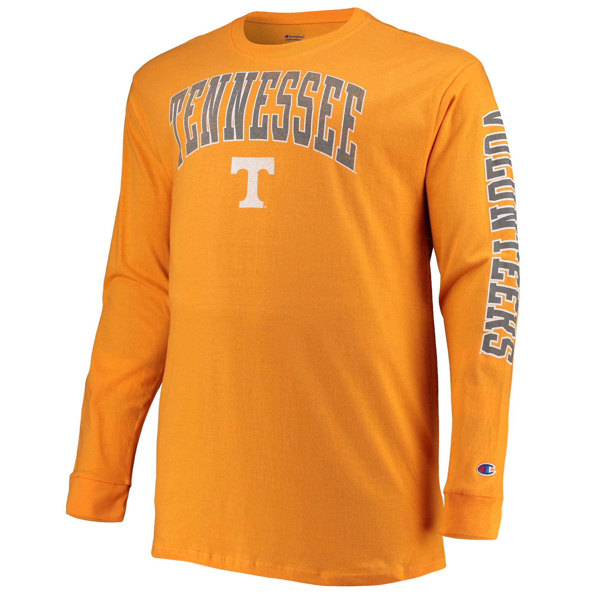 T-shirt à manches longues pour hommes Champion Tennessee Orange Volunteers Grandes Tailles avec logo en arc