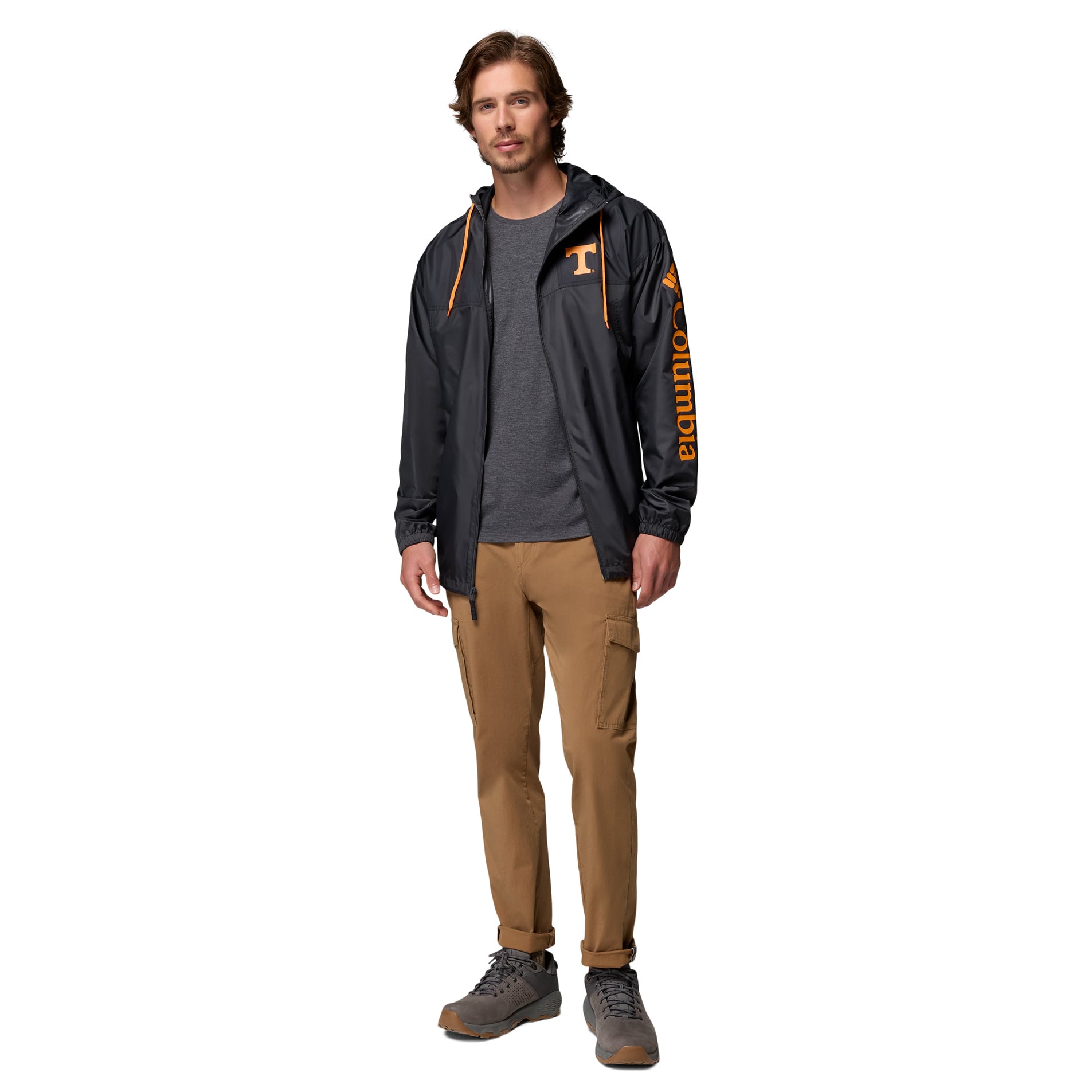 Men's Columbia Black Tennessee Volunteers Flash Challenger II Full-Zip Hooded Windbreaker