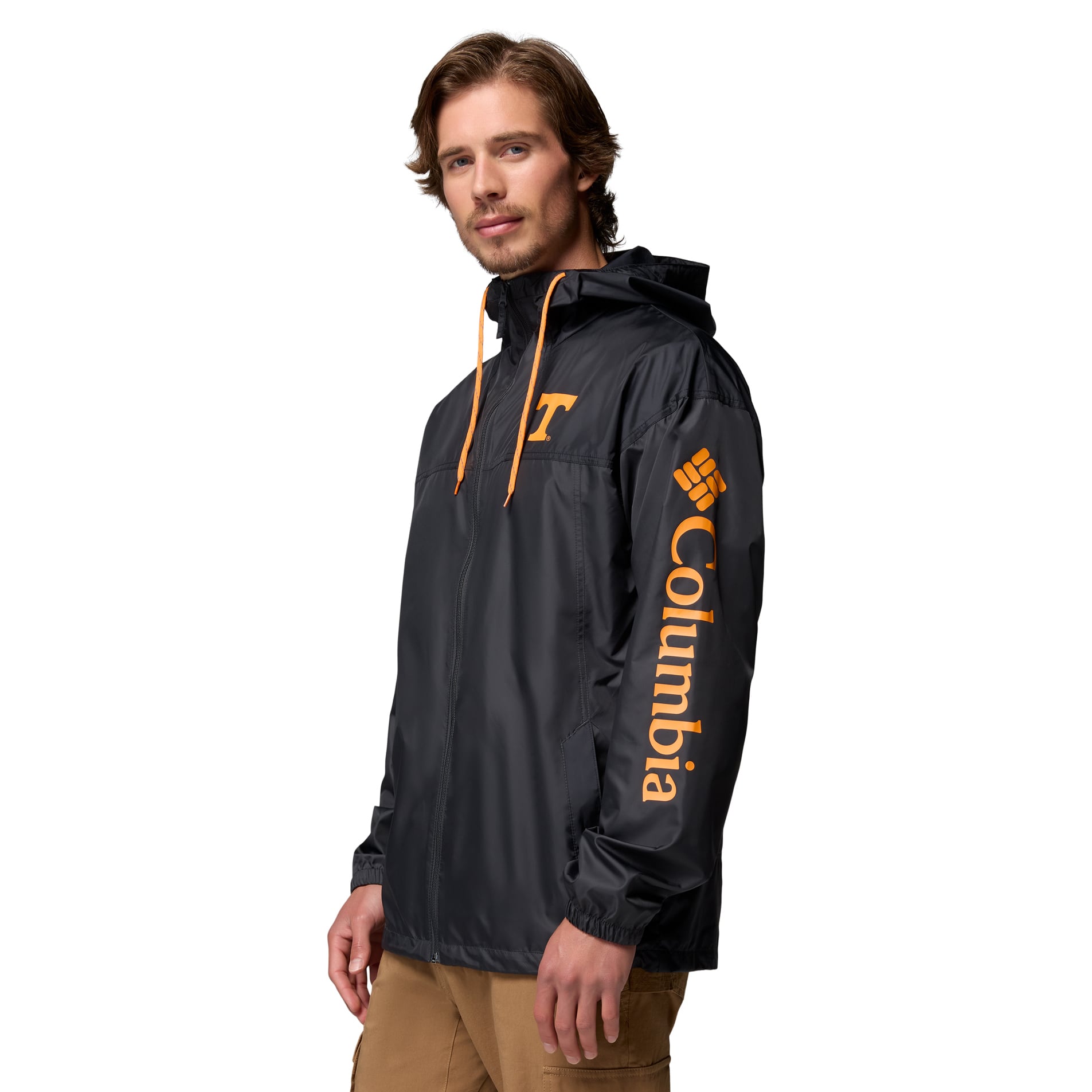 Men's Columbia Black Tennessee Volunteers Flash Challenger II Full-Zip Hooded Windbreaker