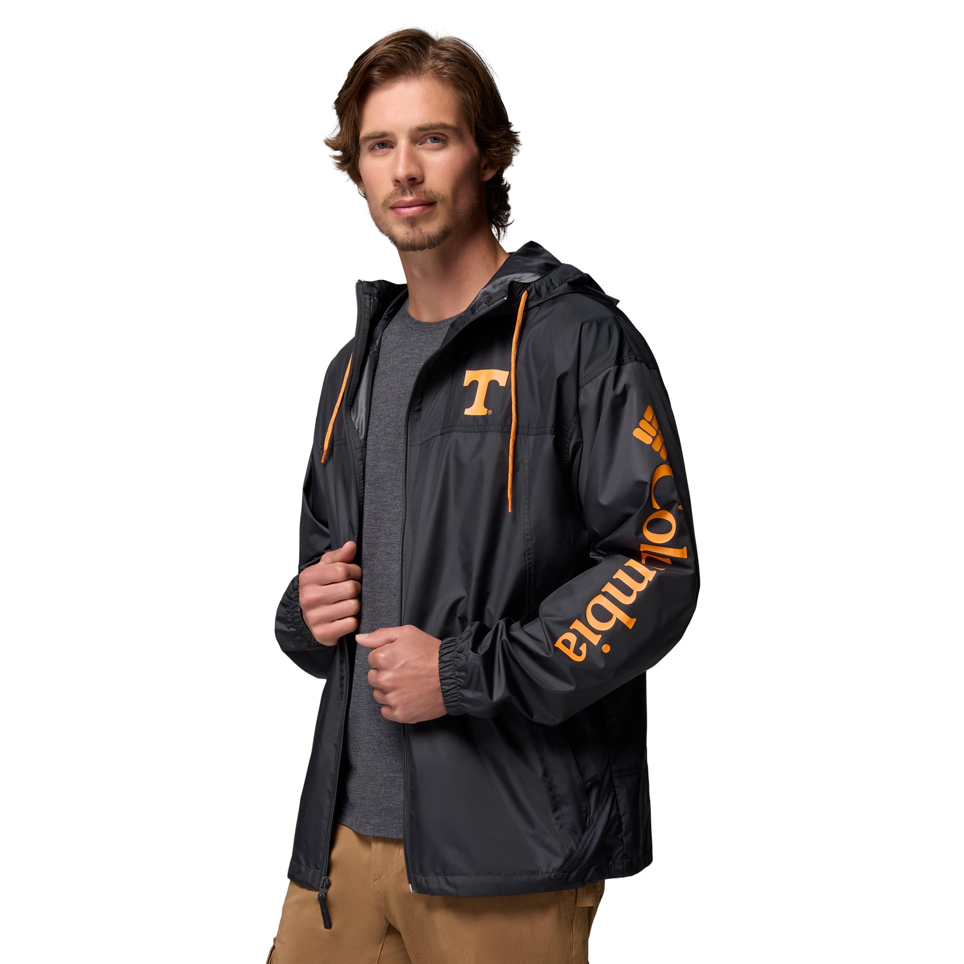 Men's Columbia Black Tennessee Volunteers Flash Challenger II Full-Zip Hooded Windbreaker