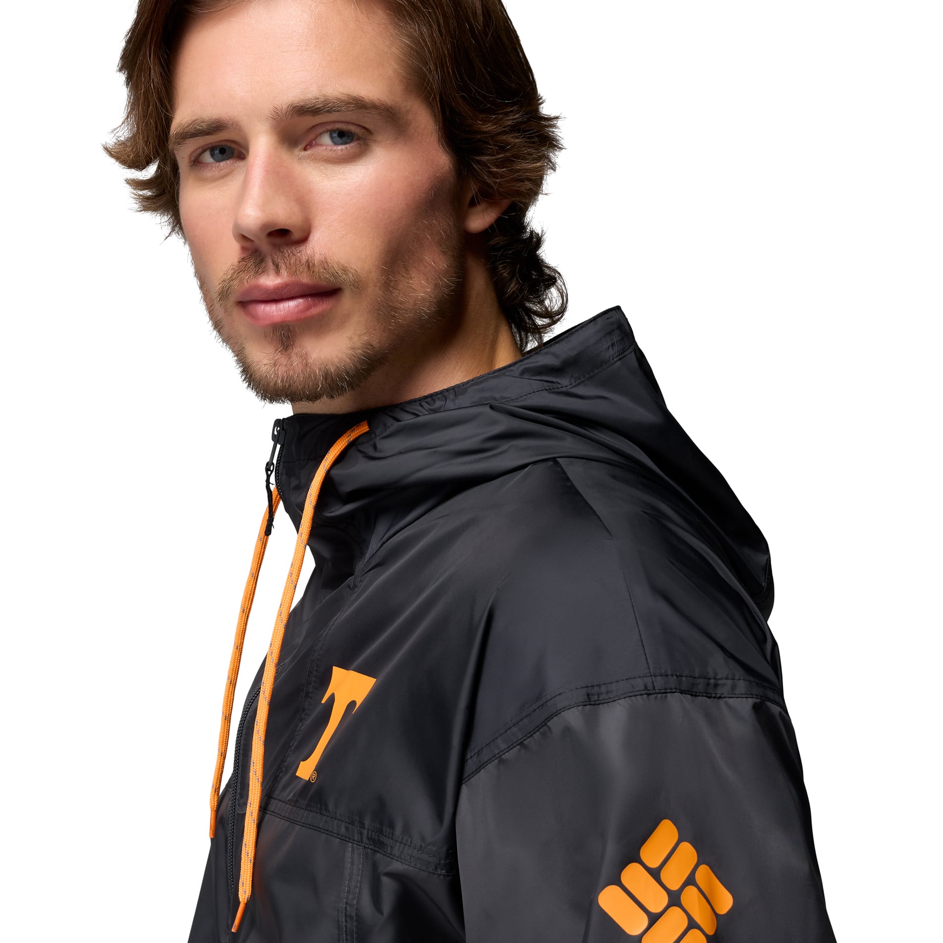 Men's Columbia Black Tennessee Volunteers Flash Challenger II Full-Zip Hooded Windbreaker