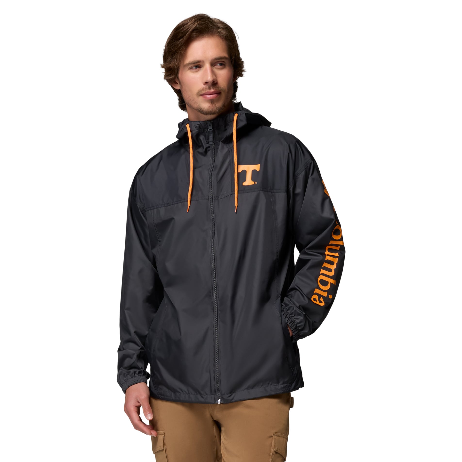Men's Columbia Black Tennessee Volunteers Flash Challenger II Full-Zip Hooded Windbreaker