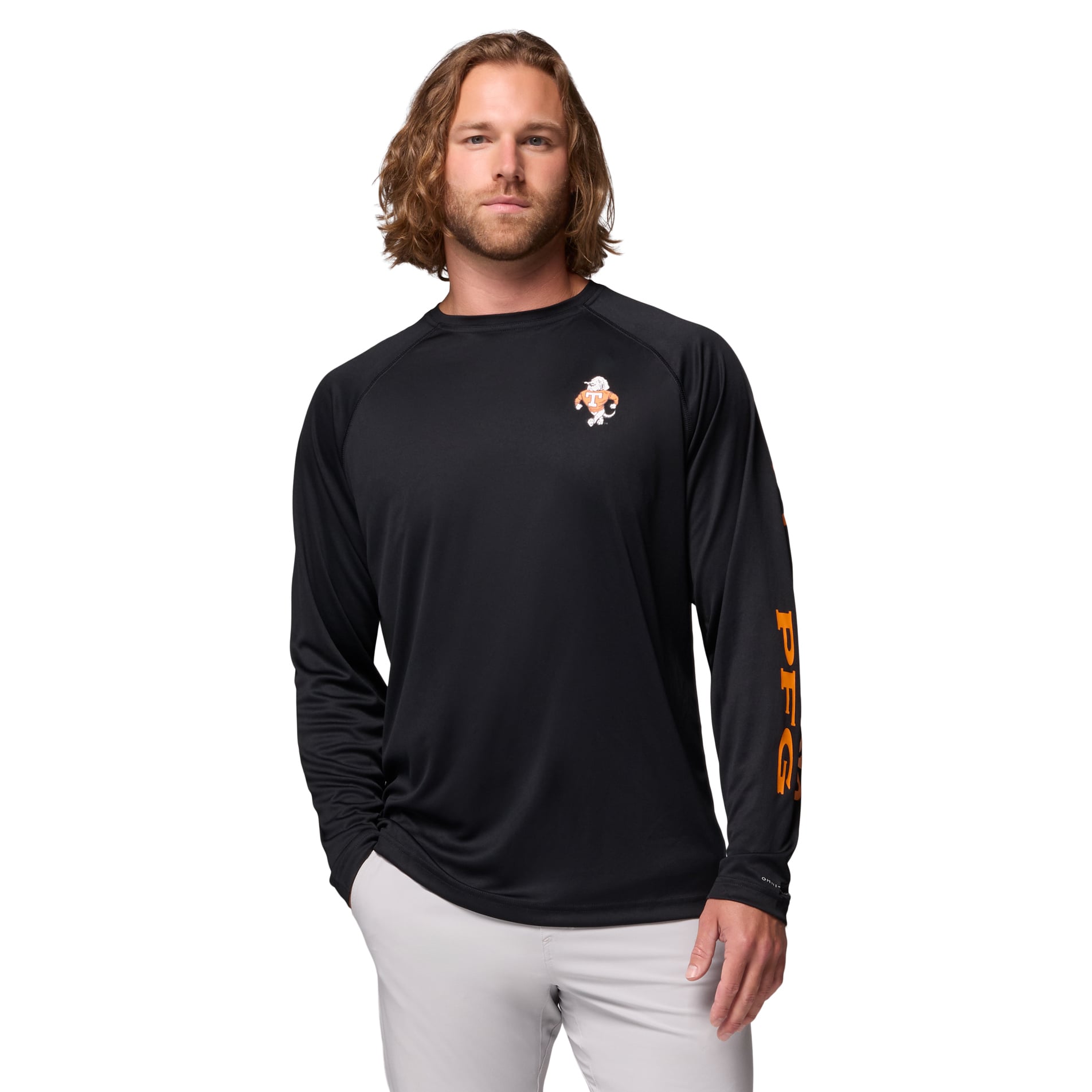 T-shirt à manches longues raglan Columbia Charcoal Tennessee Volunteers Terminal Tackle Omni-Shade pour homme
