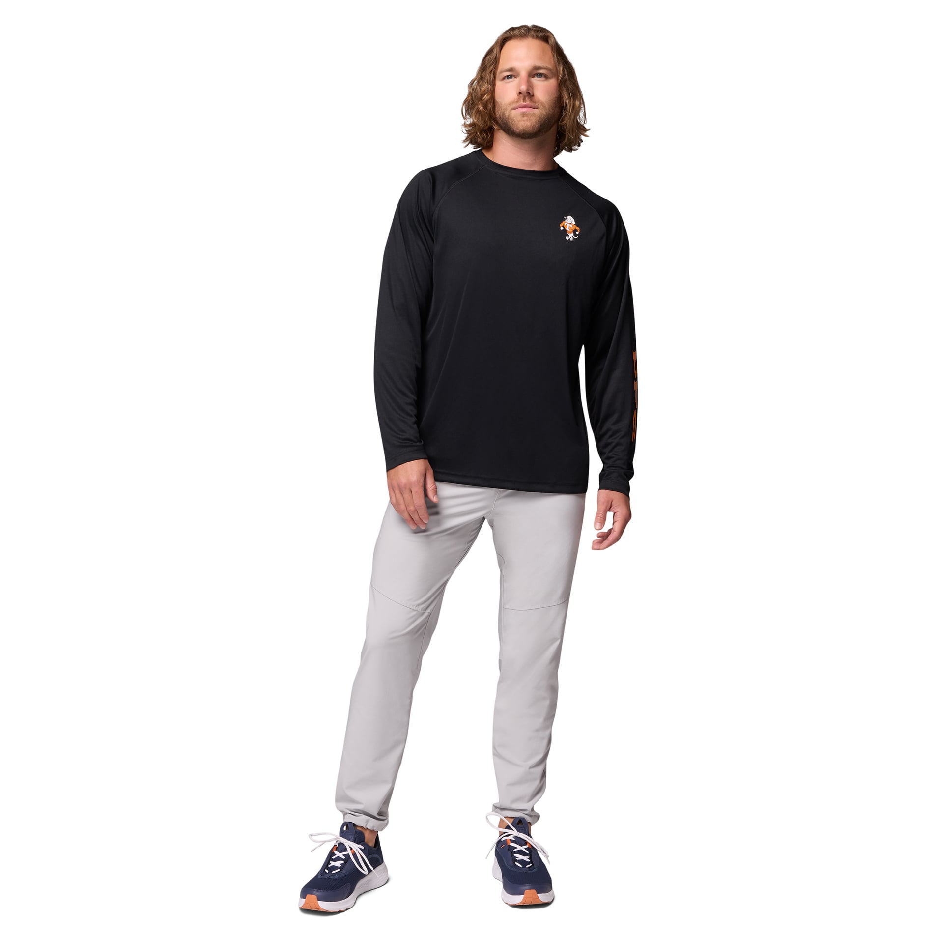 T-shirt à manches longues raglan Columbia Charcoal Tennessee Volunteers Terminal Tackle Omni-Shade pour homme