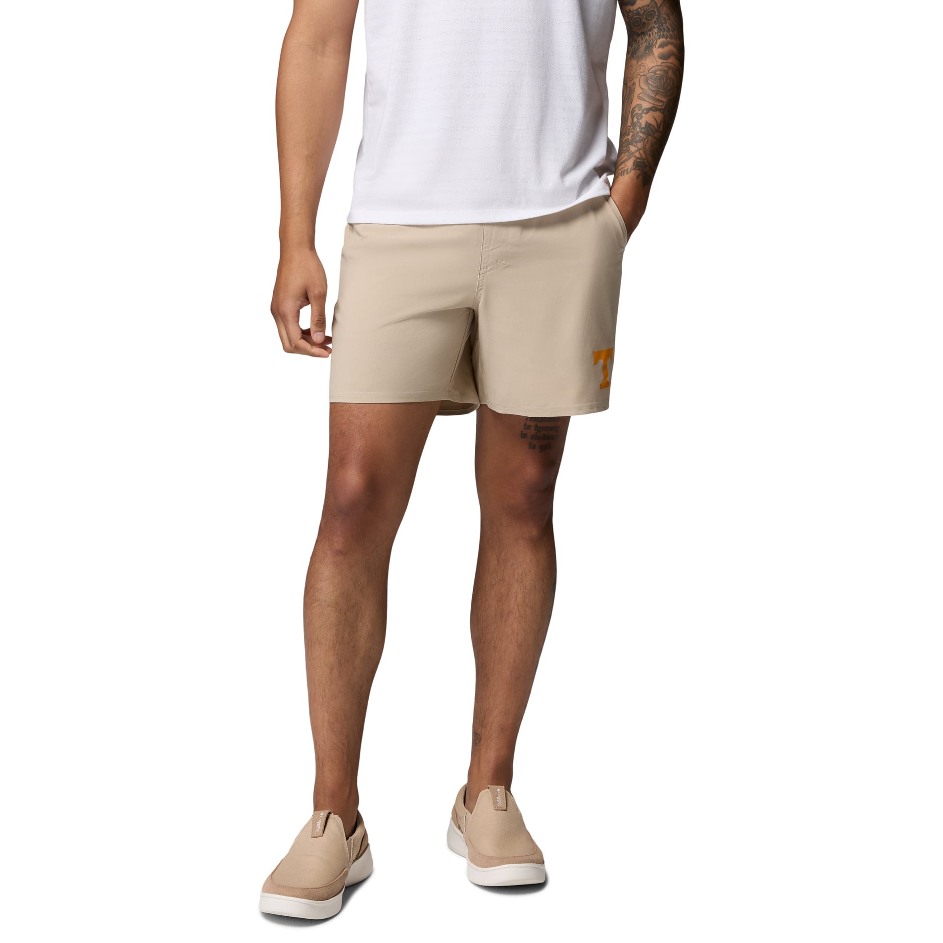 Men's Columbia Natural Tennessee Volunteers PFG Terminal Roamer™ Omni-Shade™ Stretch Shorts