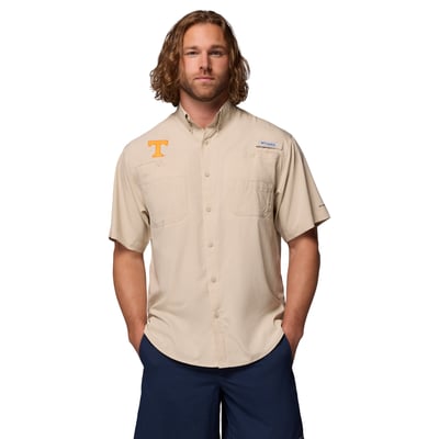 Tennessee Volunteers Columbia Tamiami Omni-Shade Button-Down Shirt - Tan