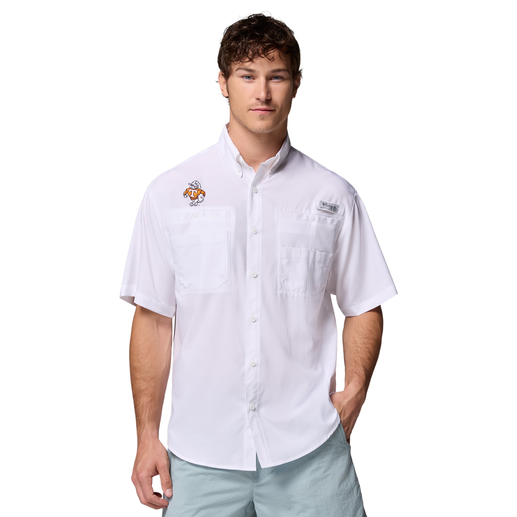 Chemise boutonnée blanche Columbia Tennessee Volunteers Tamiami Omni-Shade pour homme