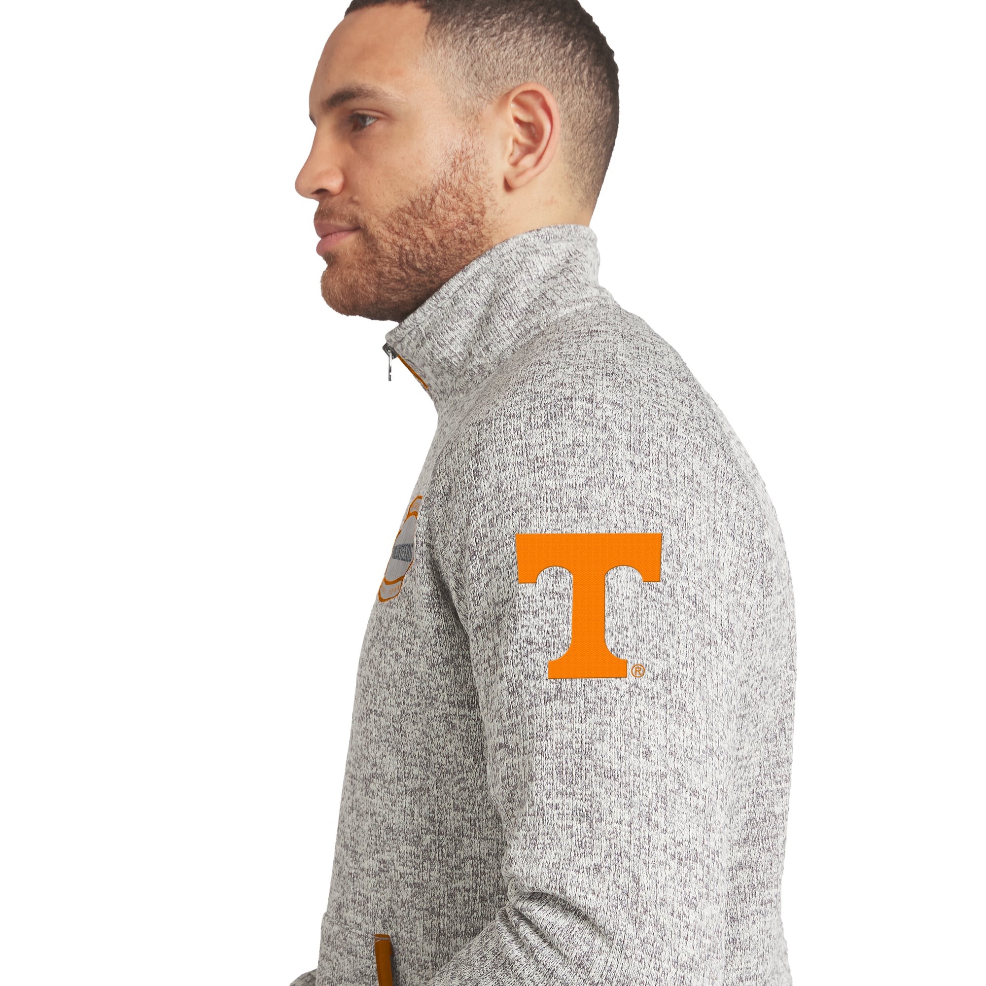 Pull en maille à col zippé gris de la collection Darius Rucker pour homme par Fanatics, aux couleurs des Tennessee Volunteers.