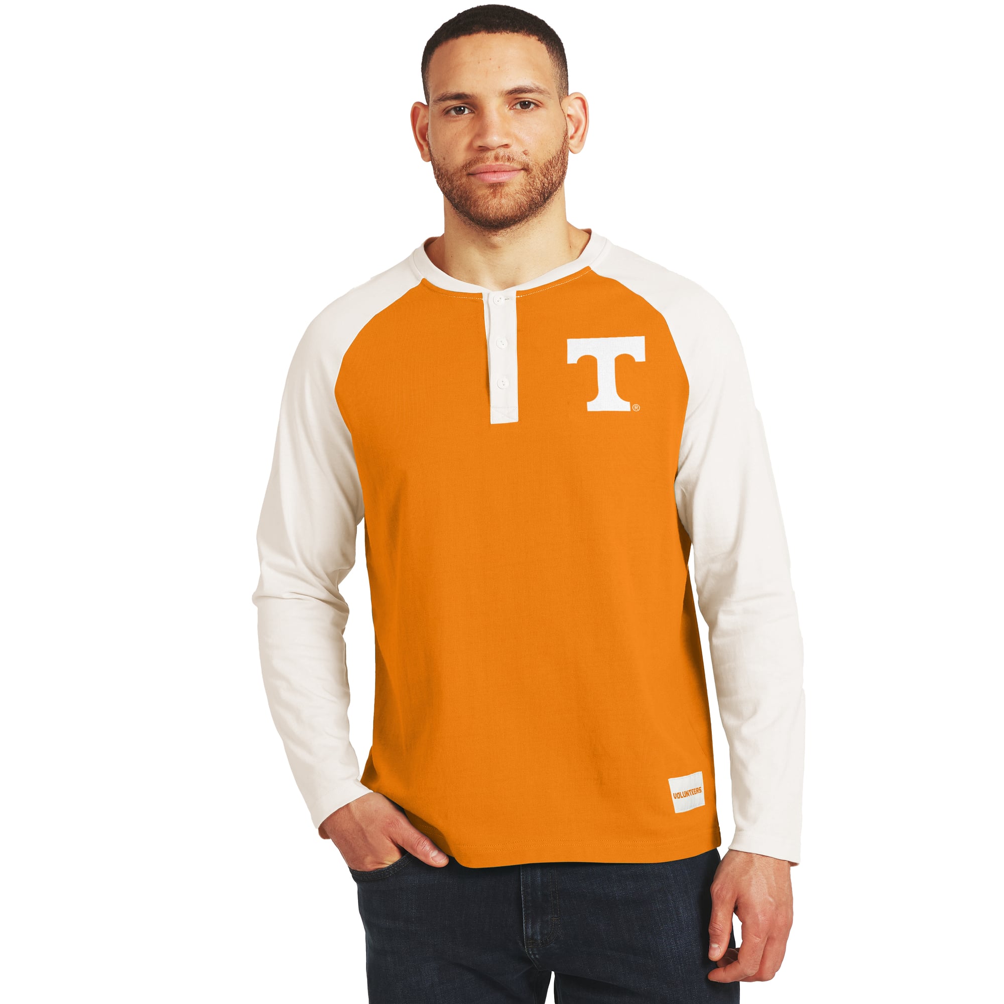 Collection Darius Rucker pour homme par Fanatics Tennessee - T-shirt Henley à manches longues raglan orange/blanc des Volunteers