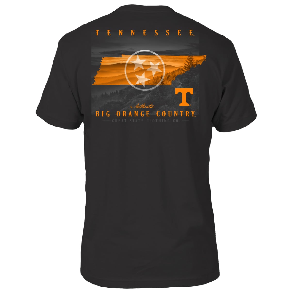 Men's Great State Clothing  Black Tennessee Volunteers Big Country T-Shirt