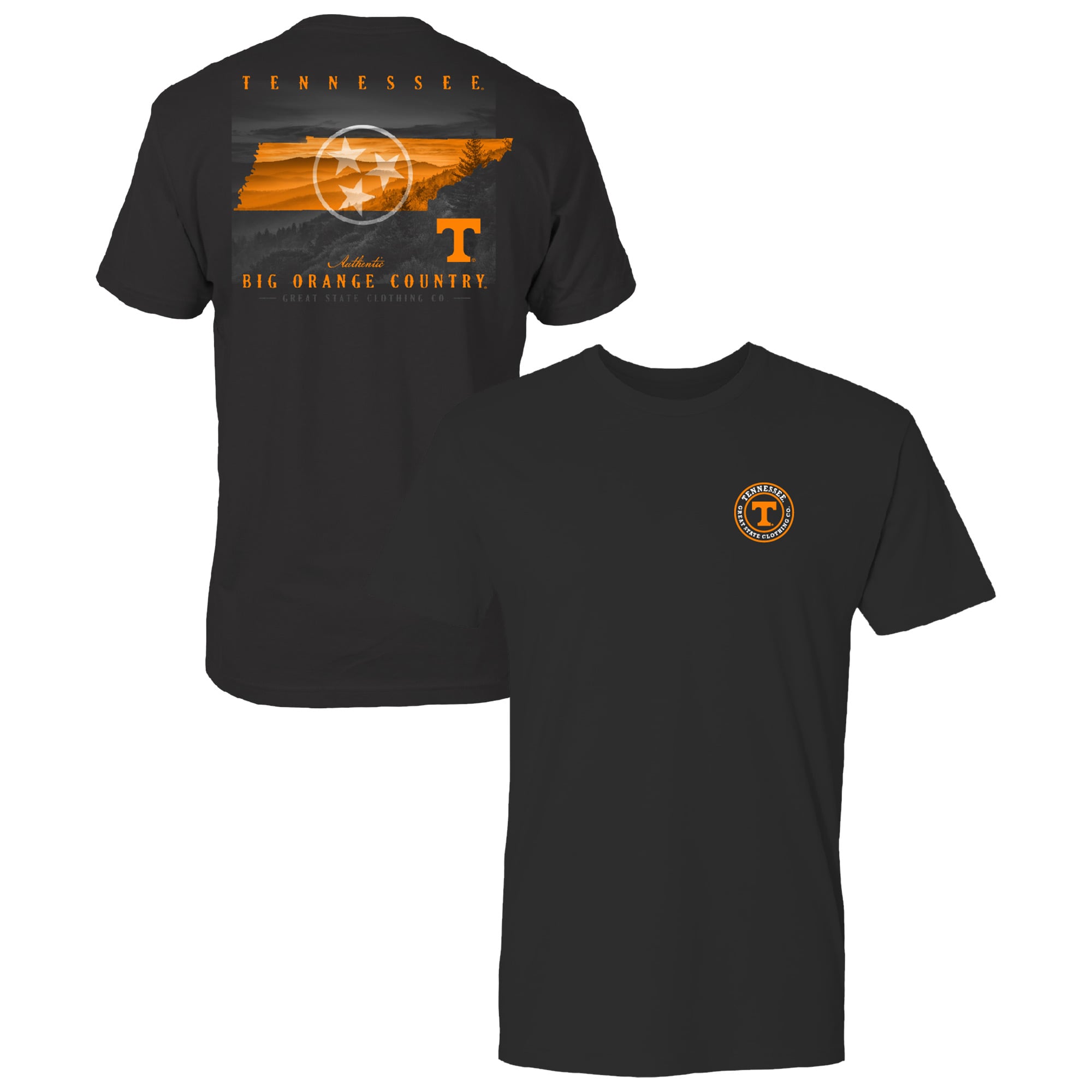 Men's Great State Clothing  Black Tennessee Volunteers Big Country T-Shirt