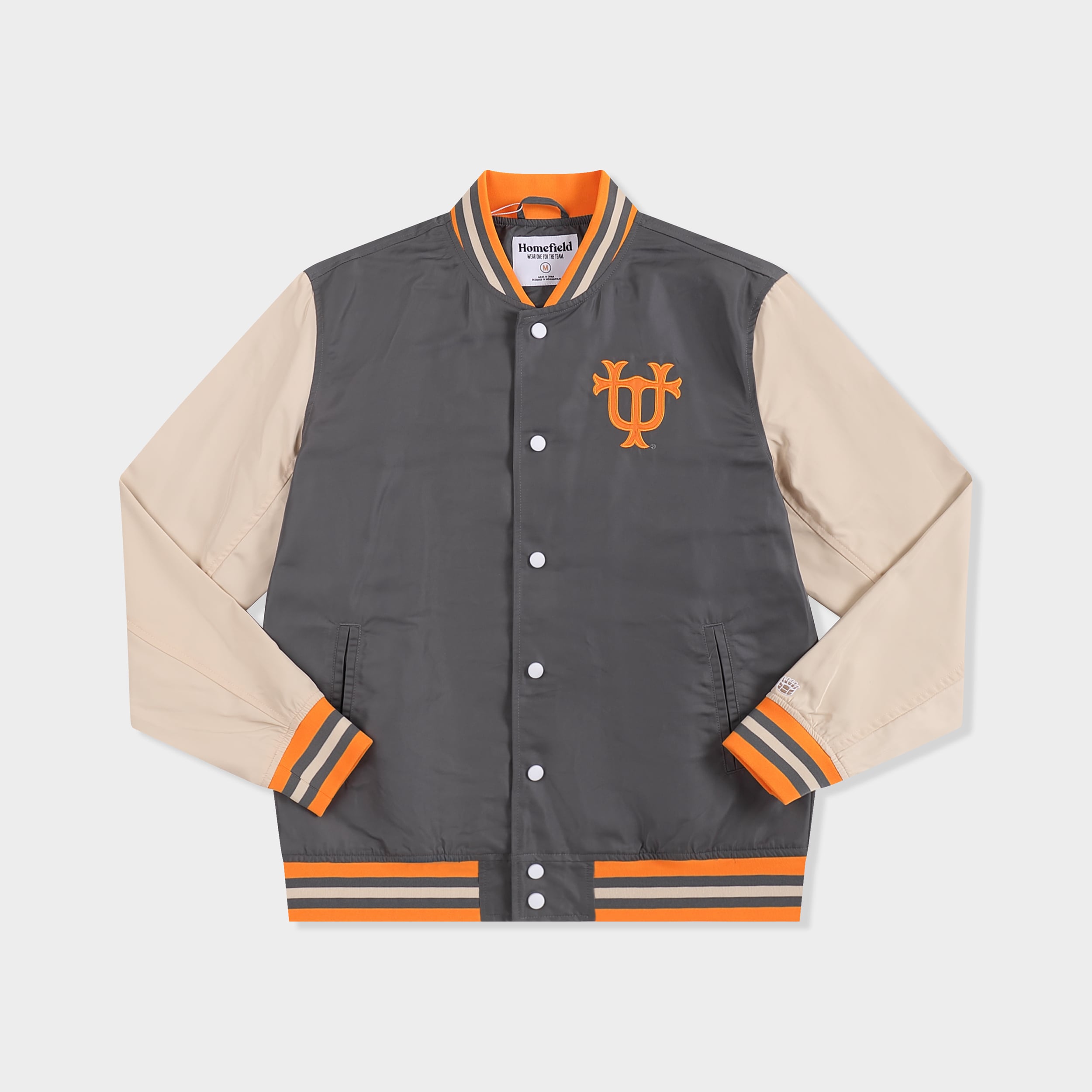Veste bomber Homefield grise pour homme Tennessee Volunteers Neyland Legacy à boutons-pression