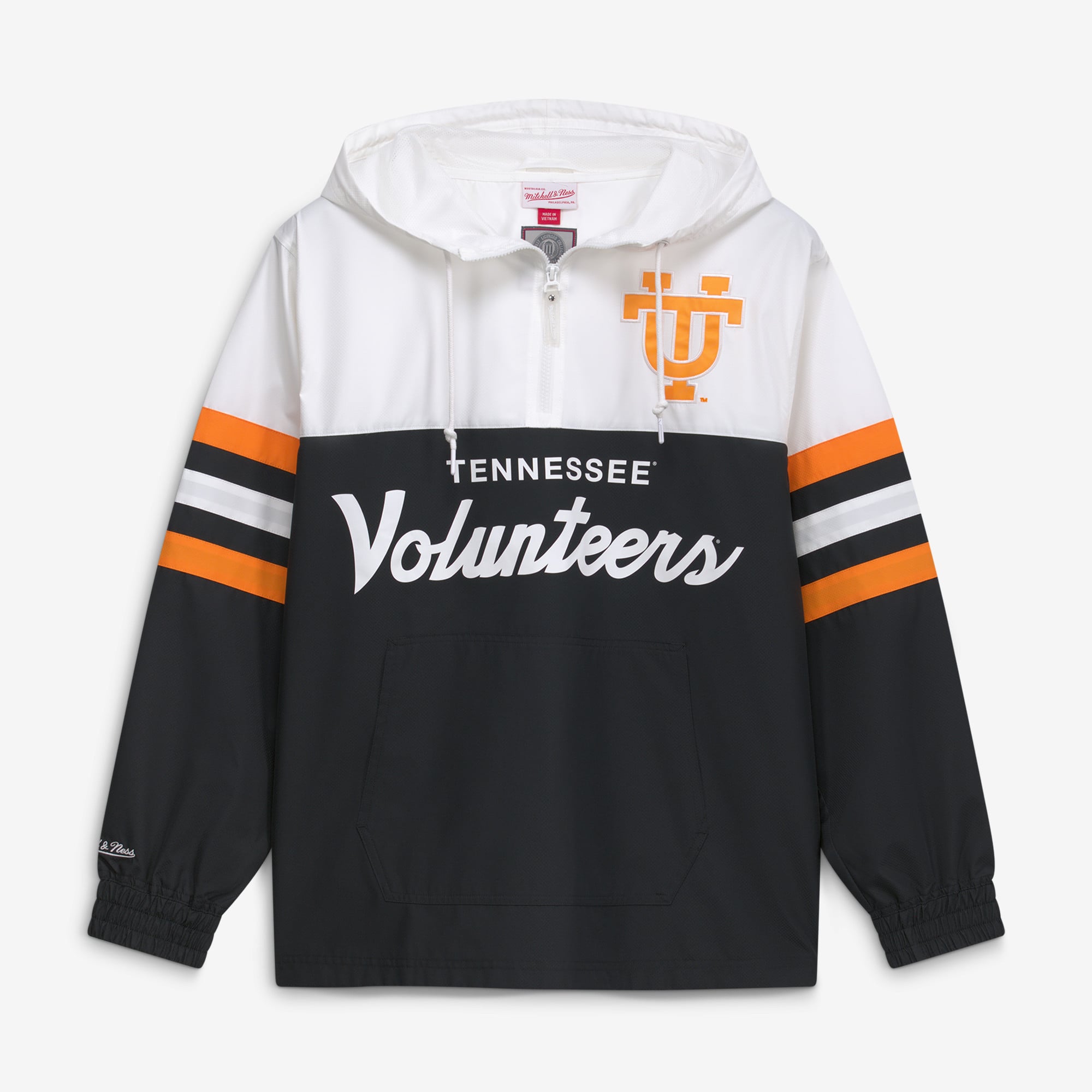 Men's Mitchell & Ness Black Tennessee Volunteers Head Coach Lightweight Anorak Half-Zip Windbreaker