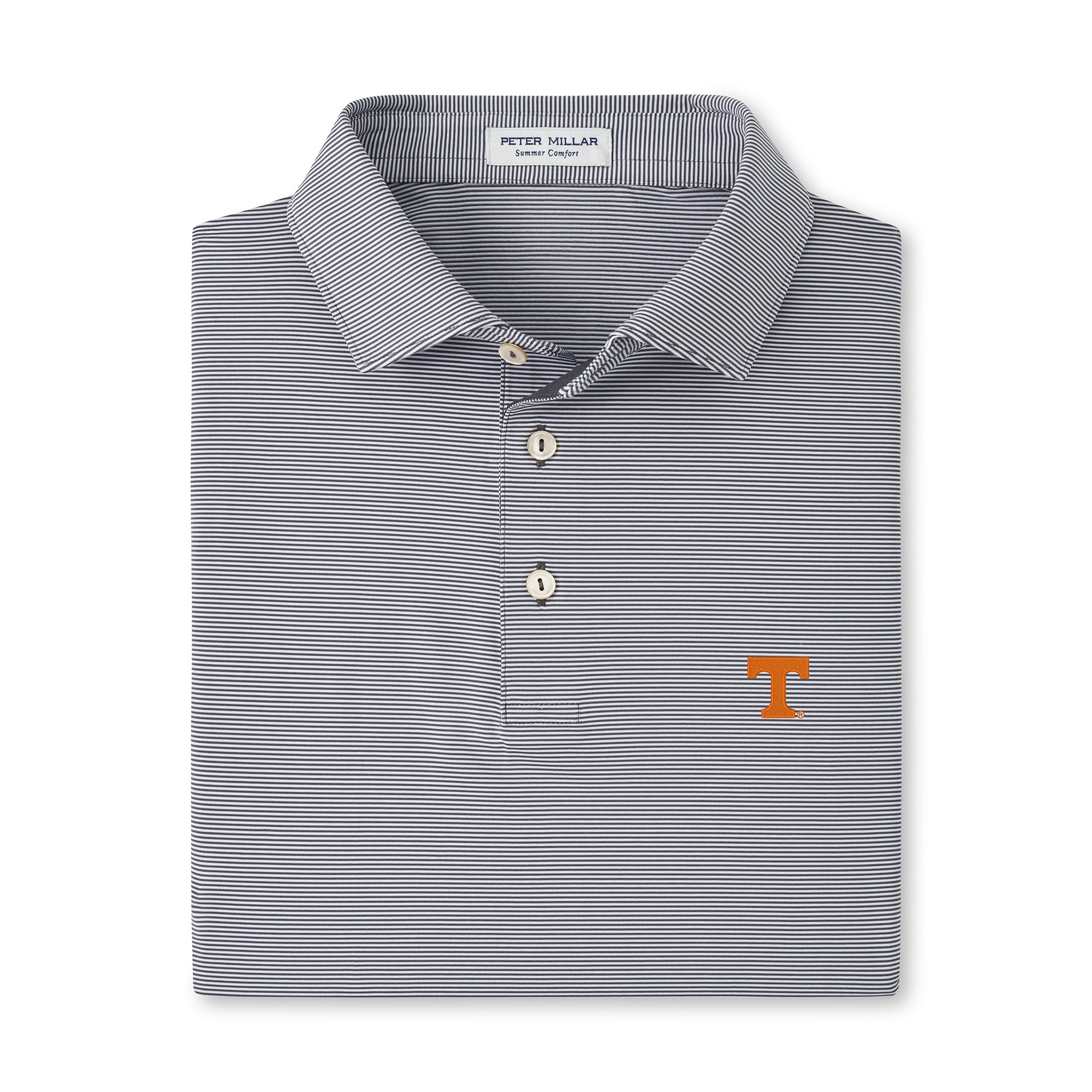 Men's Peter Millar Gray Tennessee Volunteers Jubilee Stripe Stretch Jersey Polo